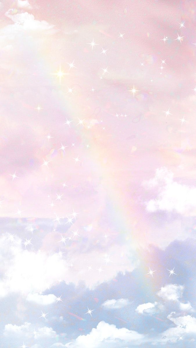 Download premium image of Pastel rainbow sky mobile wallpaper, aesthetic glitter. Rainbow wallpaper background, Pastel pink wallpaper, Pastel rainbow background