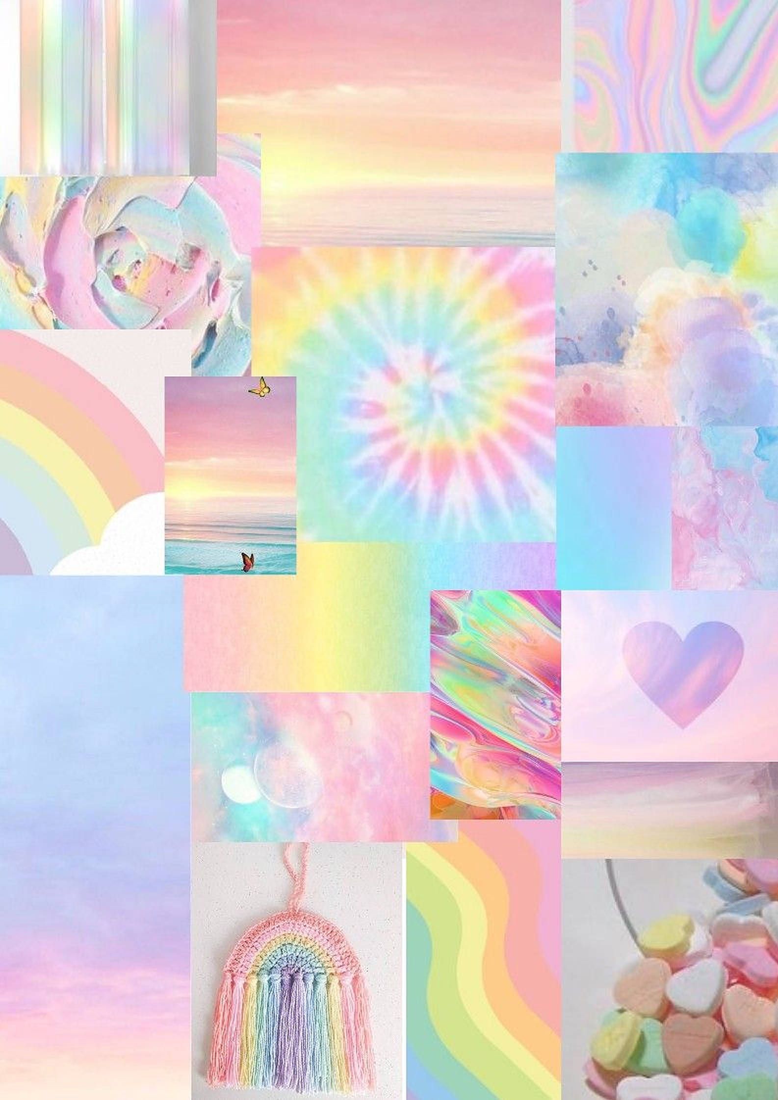 Download Rainbow Pastel Collage Wallpaper