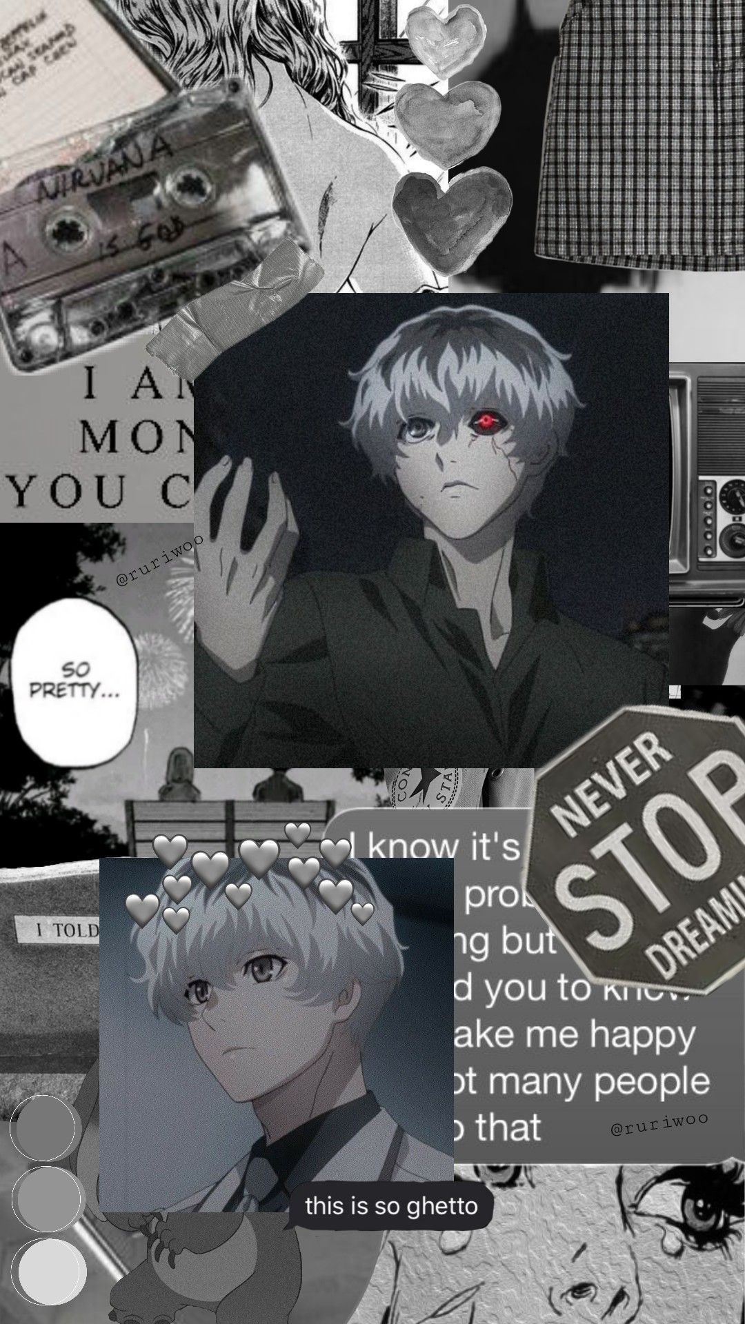 A collage of pictures with anime characters - Tokyo Ghoul