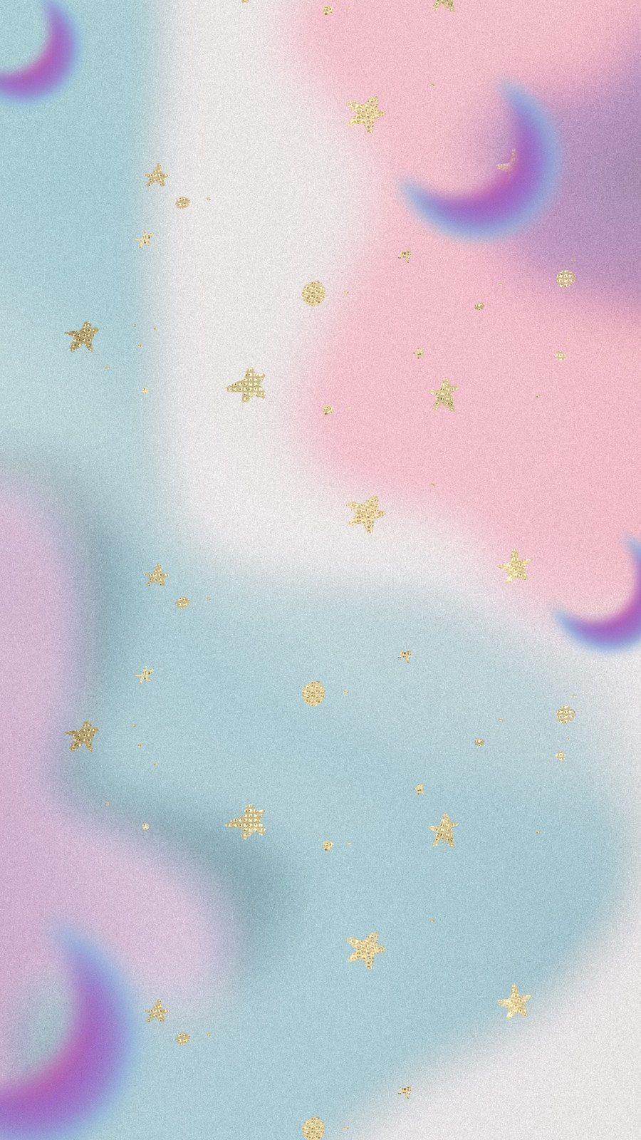 A pink and blue wallpaper with gold stars - Pastel rainbow, pretty