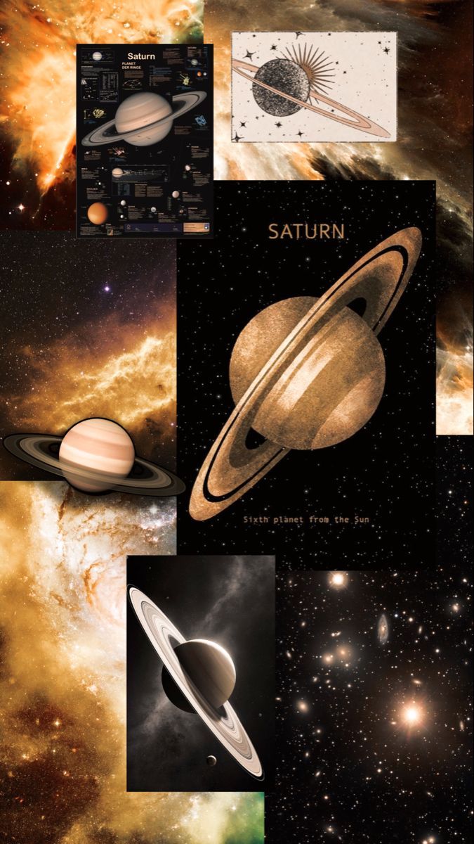A collage of pictures featuring saturn and  - Saturn