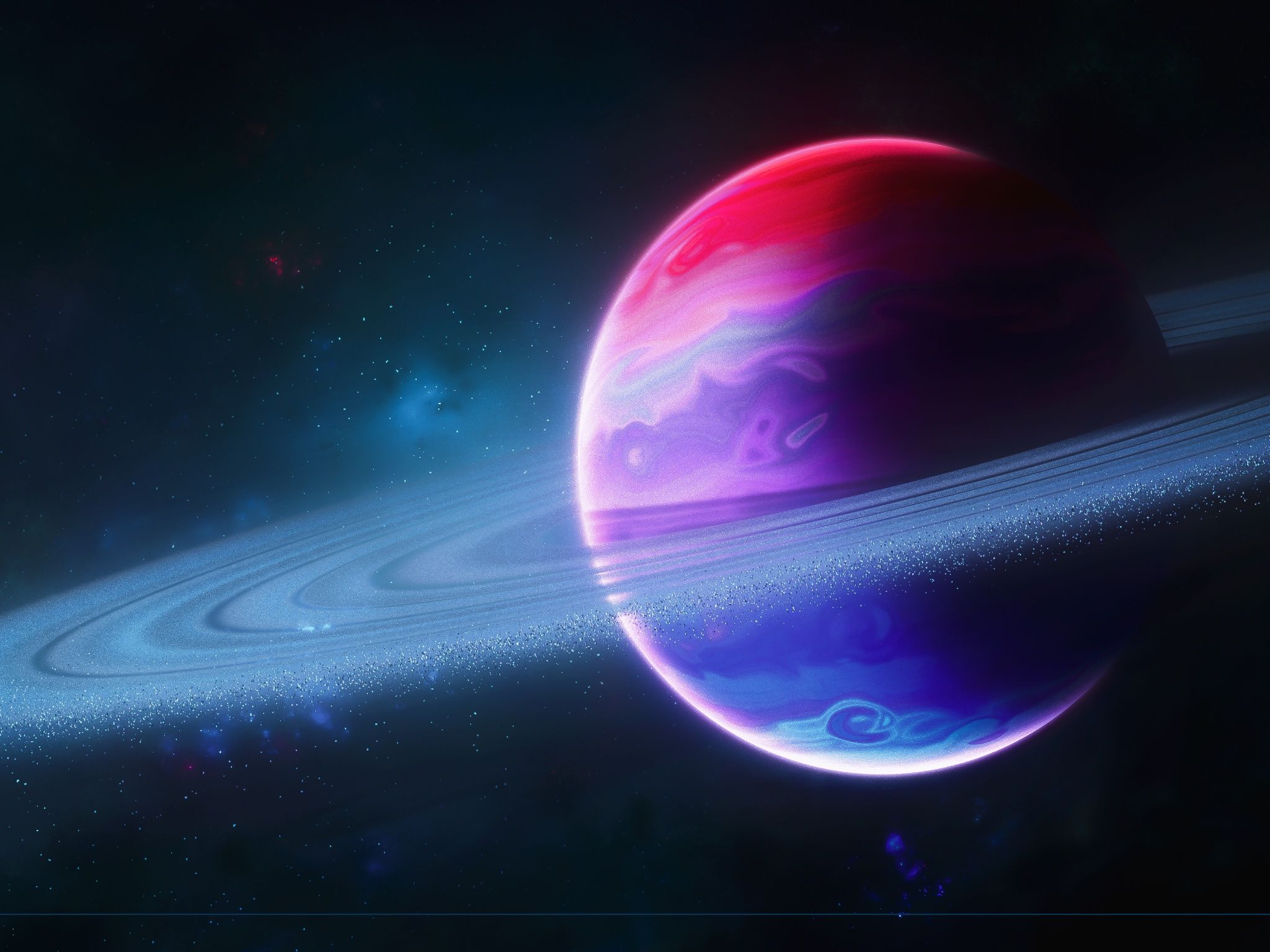 Planet Wallpaper 4K, Rings of Saturn, Space