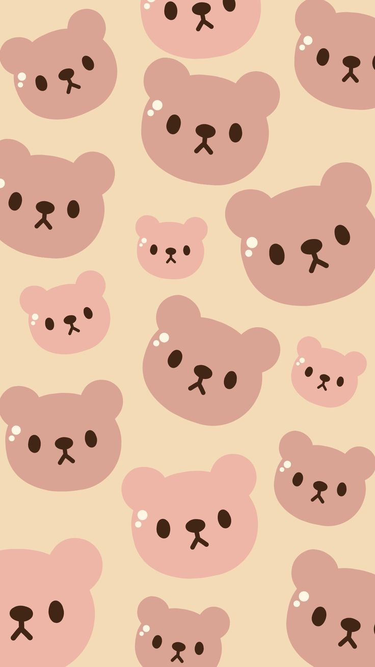 A pattern of cute bears on tan background - Teddy bear