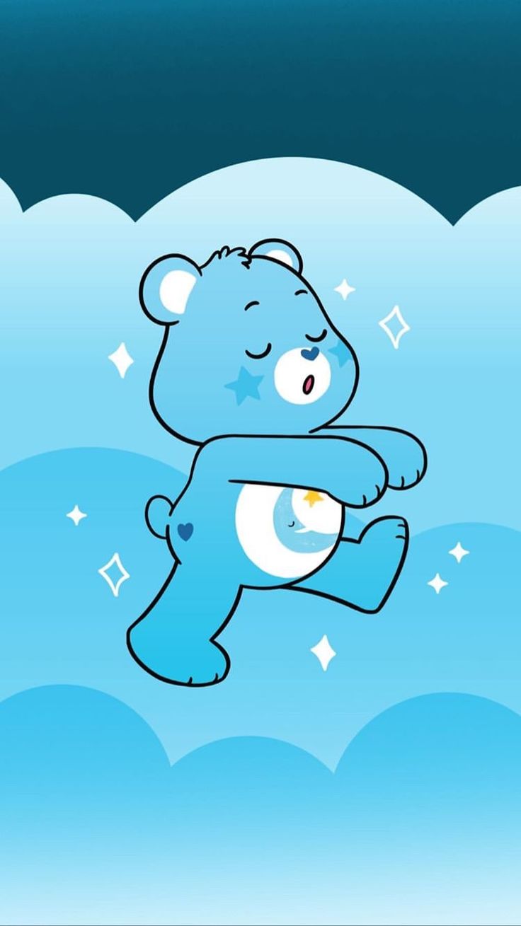 A blue bear is flying through the sky - Teddy bear