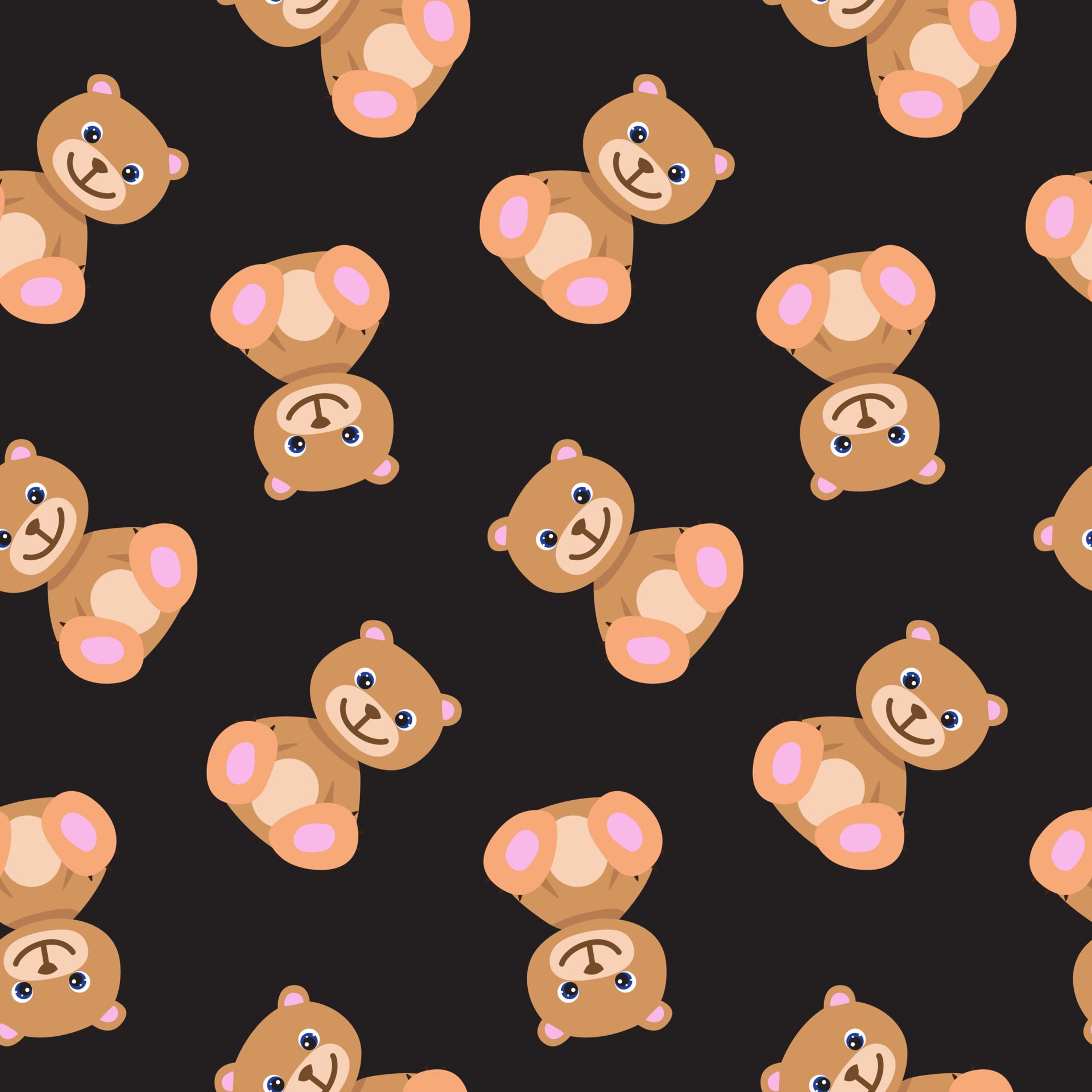 A pattern of brown teddy bears on a black background - Teddy bear