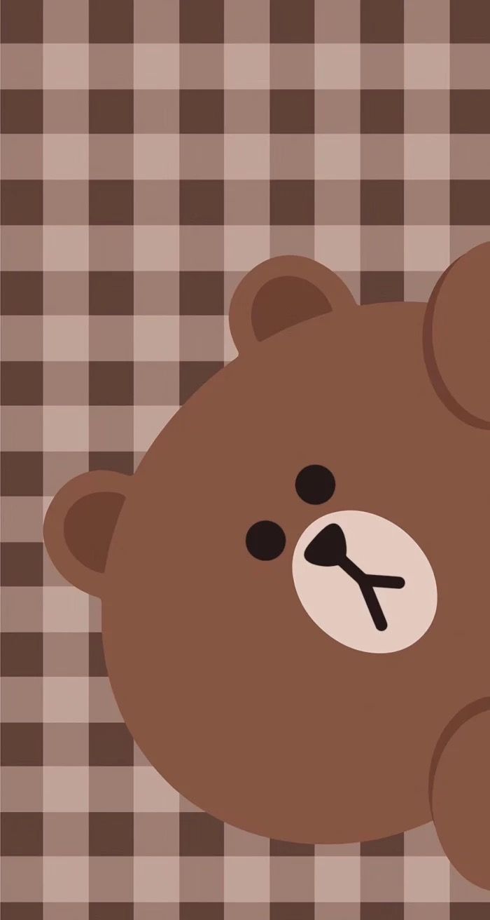 Brown bear line wallpaper for iphone - Teddy bear