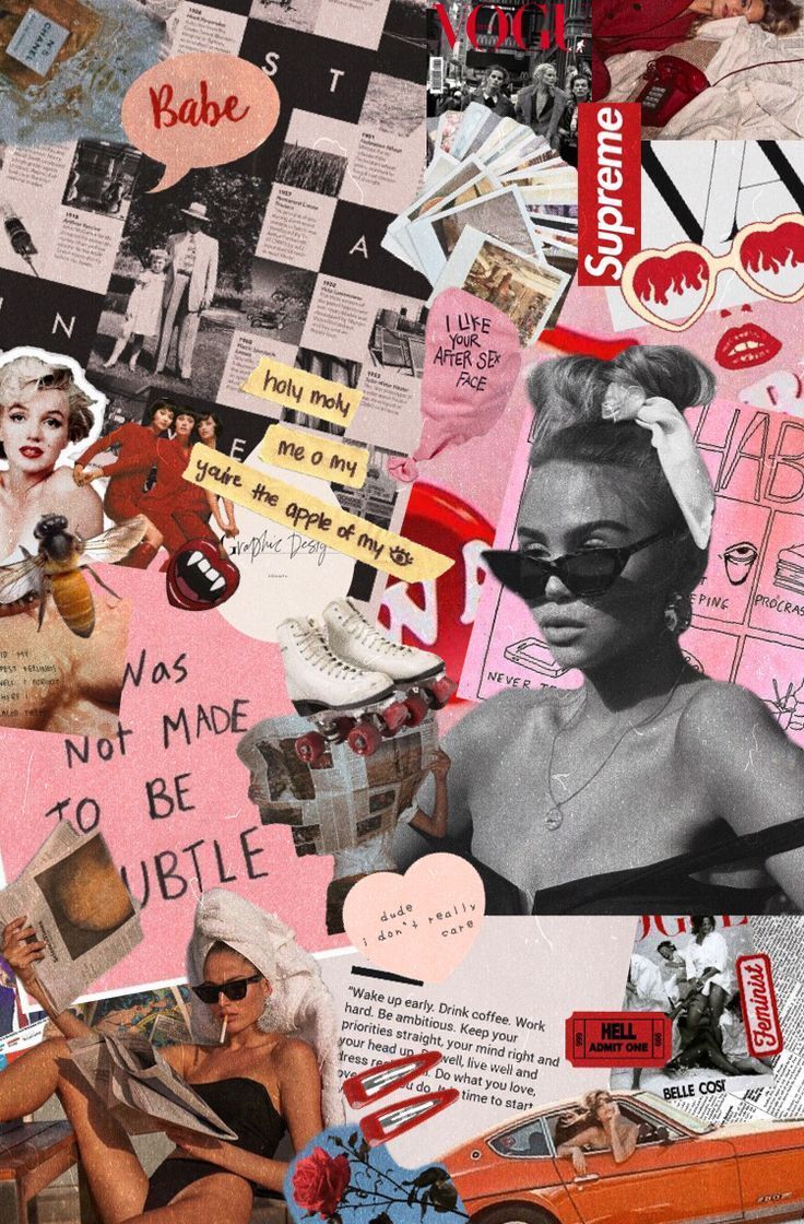 A collage of pictures of women, fashion, and words. - Vogue