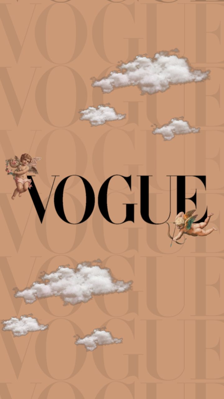 A vogue magazine cover with clouds and angels - Vogue