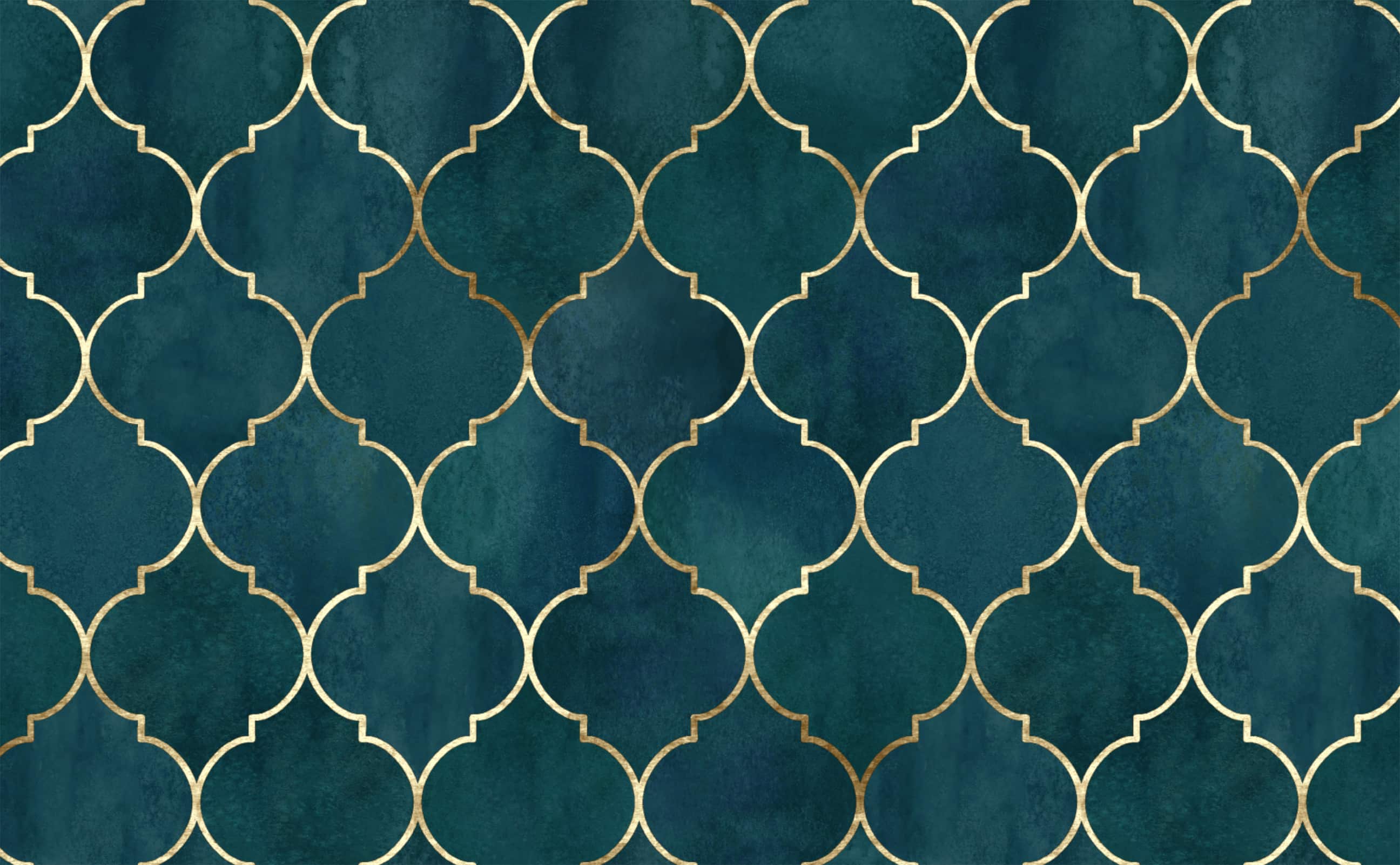 A blue and gold patterned wallpaper - Boho