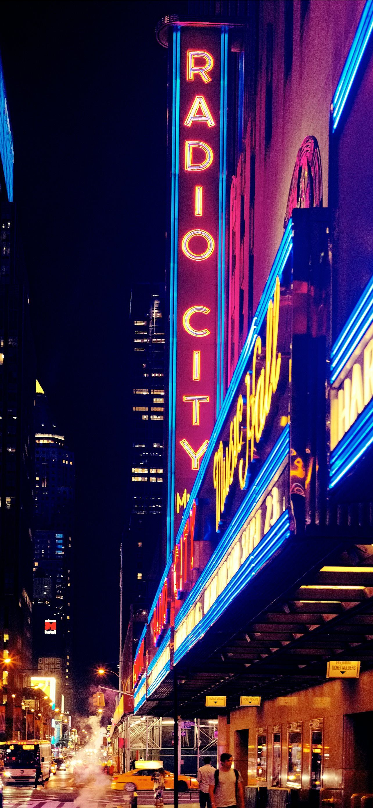 inlighted Radio City signage iPhone Wallpaper Free Download