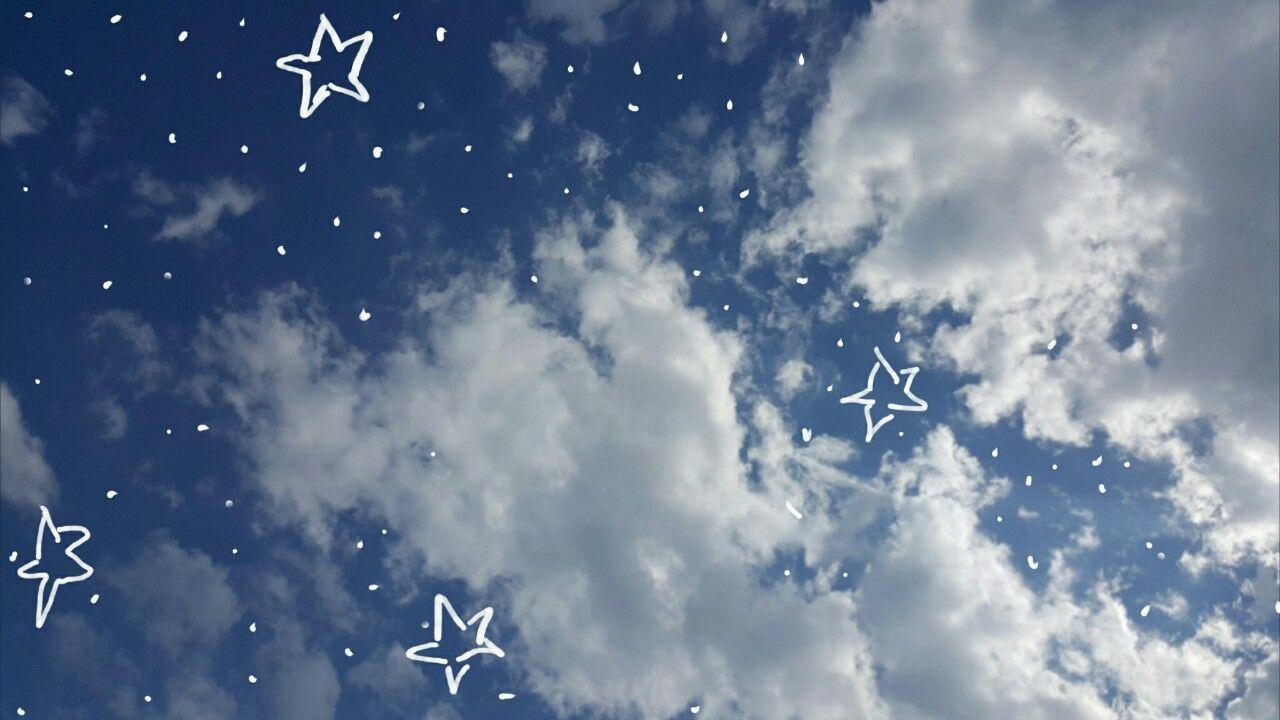 A sky with stars and clouds in it - Laptop, stars, cloud