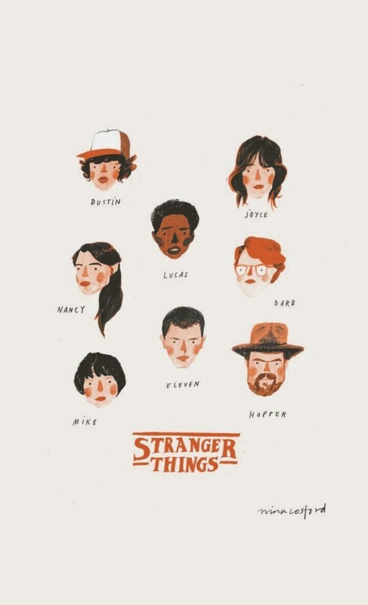Stranger Things characters illustrated in a simple way - Stranger Things
