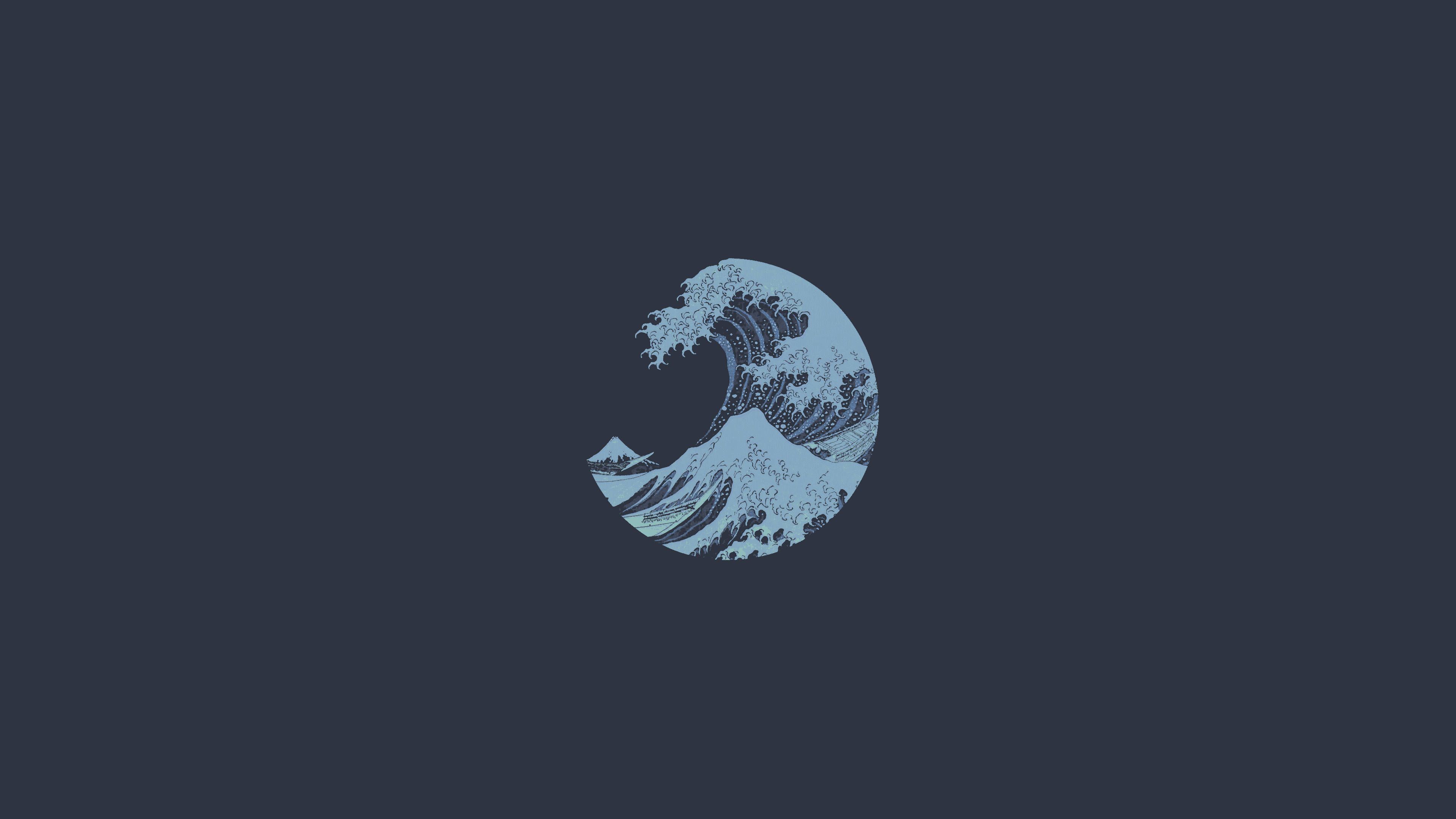 Download The Great Wave Minimalist Aesthetic Laptop Wallpaper