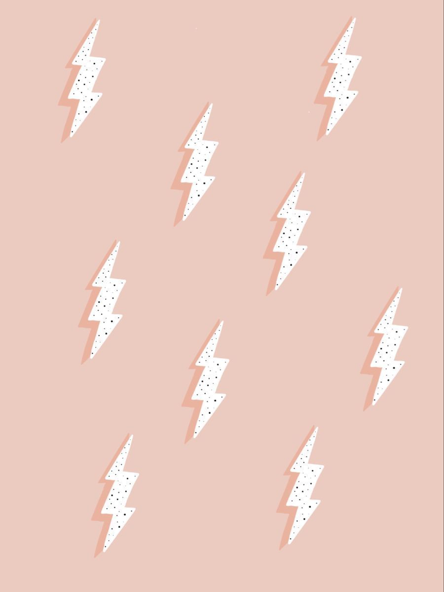 Lightning bolt pattern in white and black on a pink background - Cute, lightning
