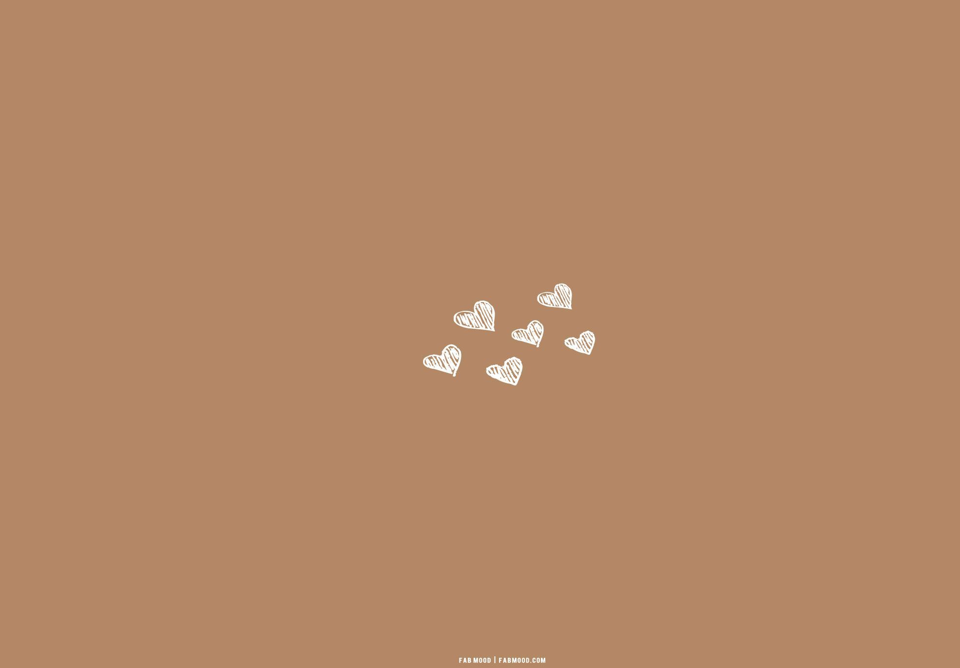 A brown background with white hearts on it - Desktop, laptop, minimalist beige, brown, light brown, nails, computer, wedding