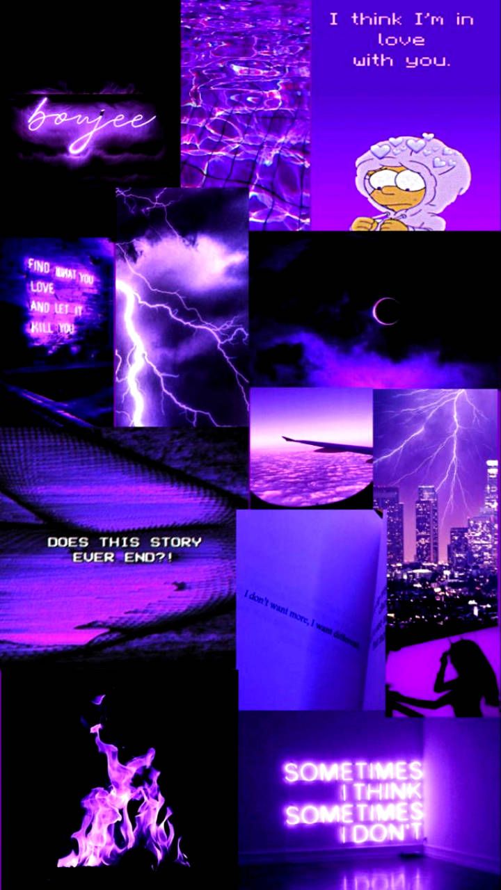 Download Sad Purple Baddie Collage Aesthetic Wallpaper
