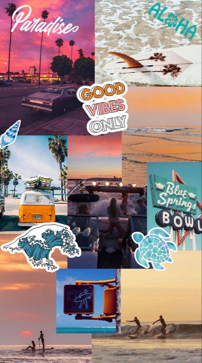 A collage of pictures with the words good times city - Summer