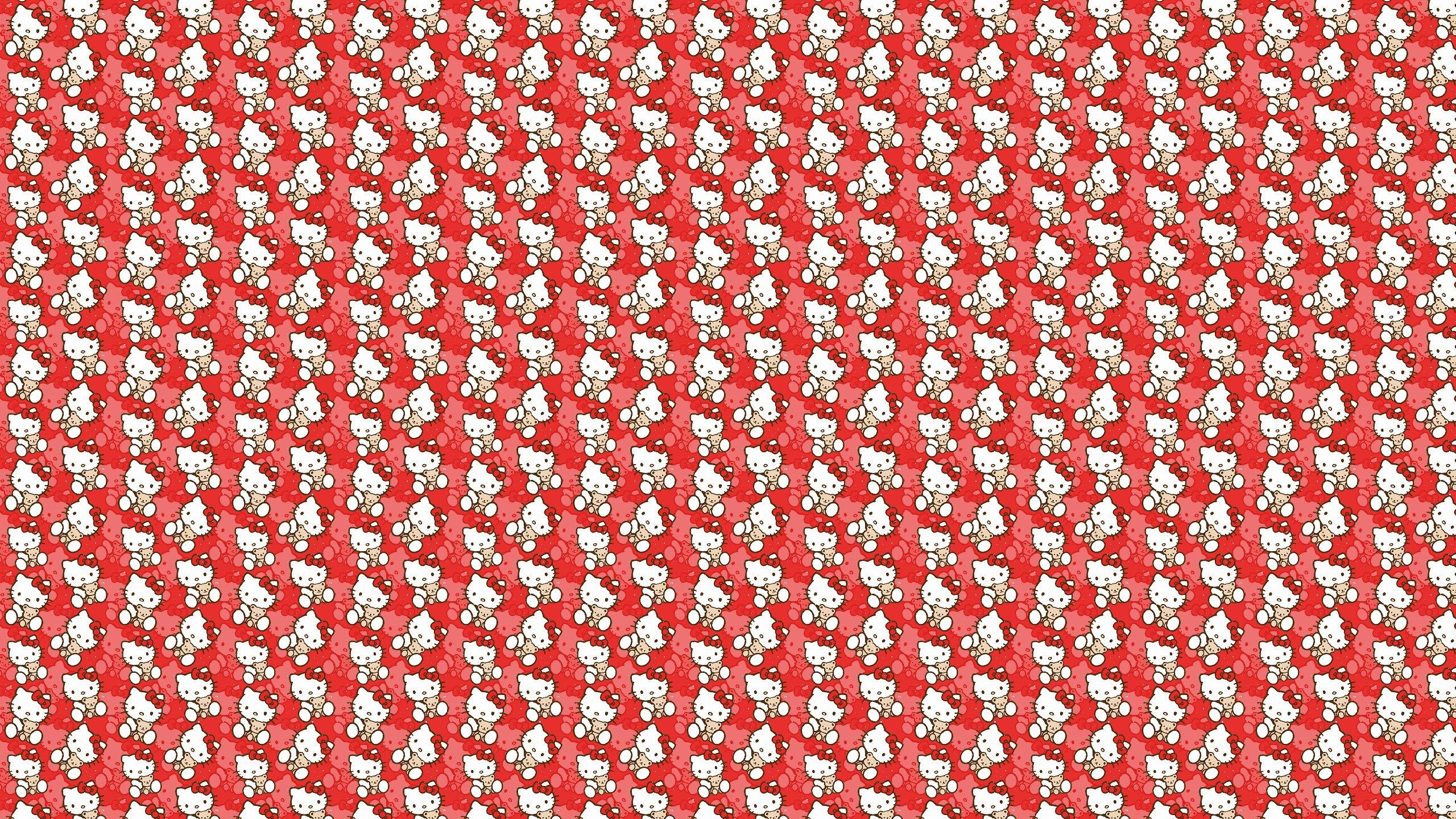 Hello Kitty pattern on a red background - Hello Kitty