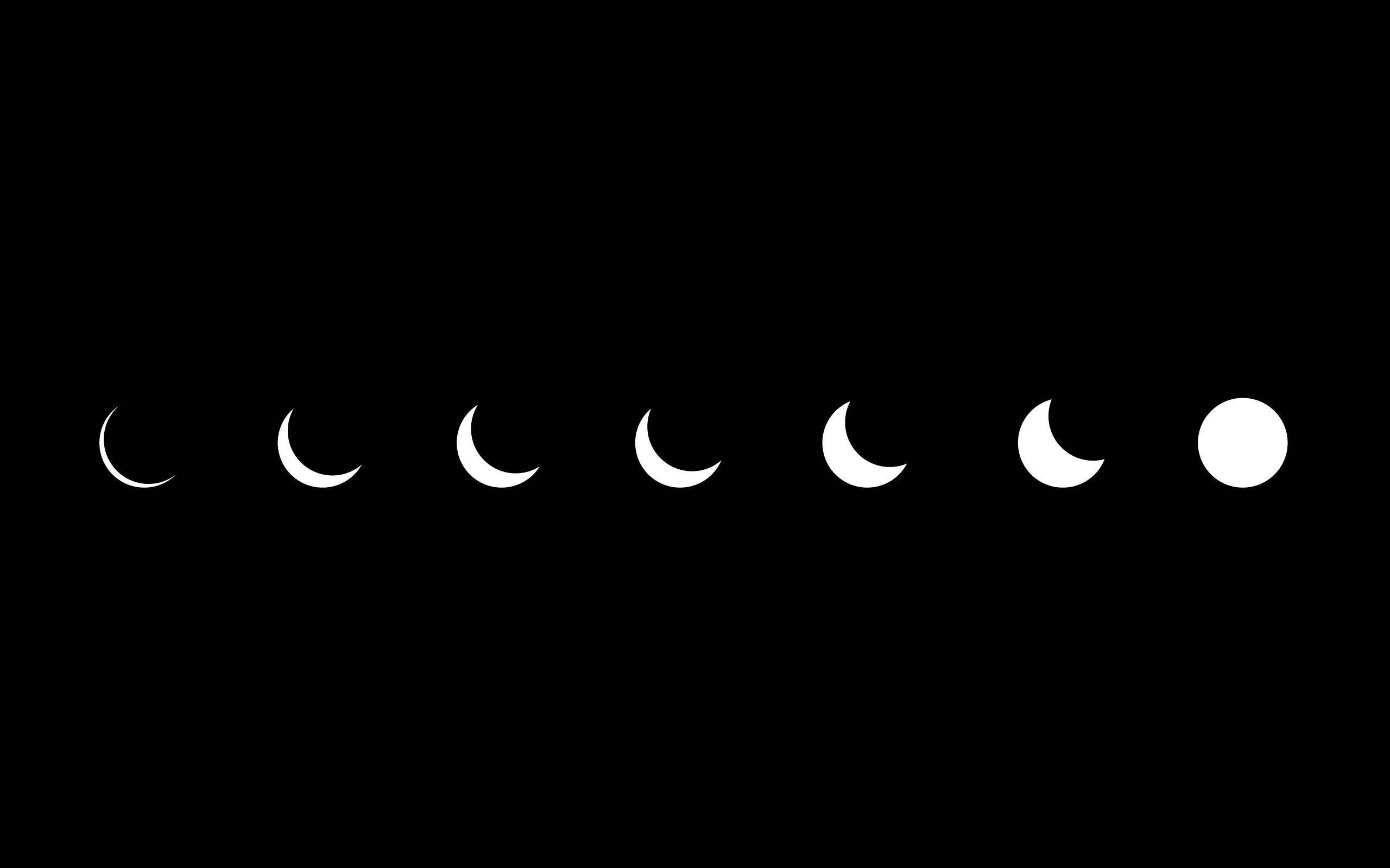 The phases of a moon in black and white - Laptop, black and white, moon phases, gothic