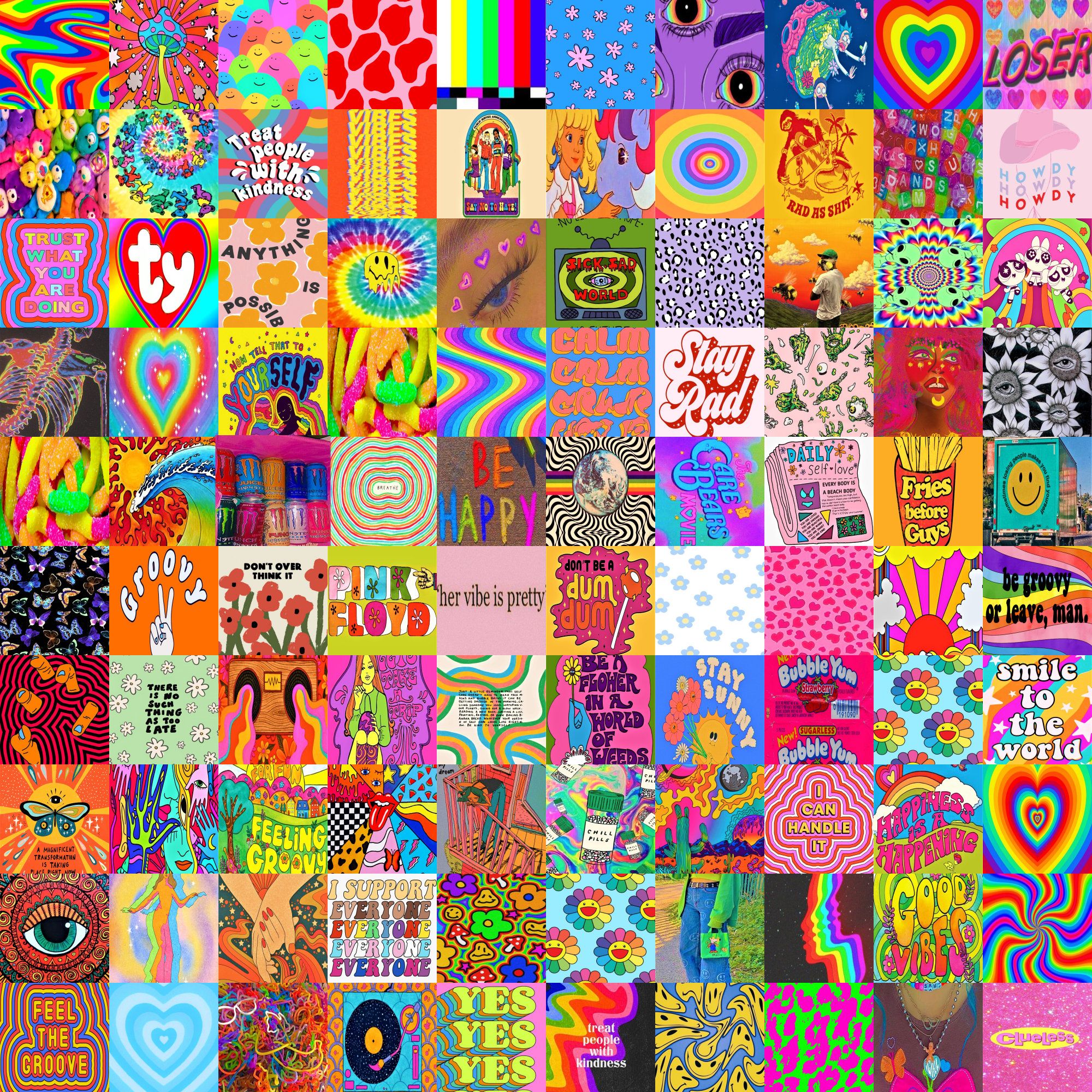 A collage of many different colorful images - Kidcore