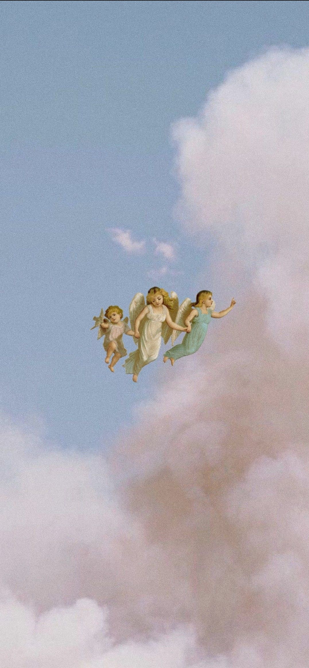 A group of angels flying in the sky - Angels, Cupid