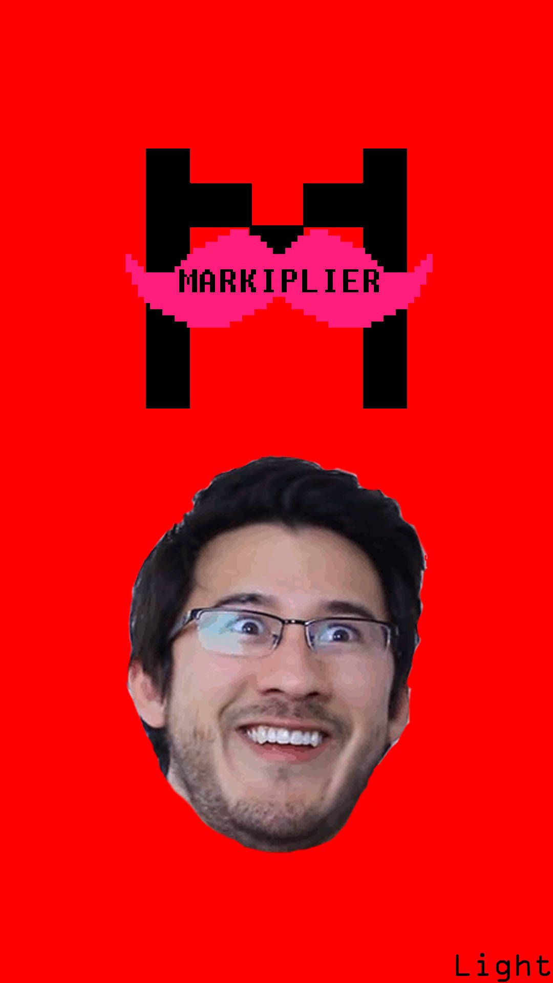 A man with glasses and mustache on red background - Markiplier