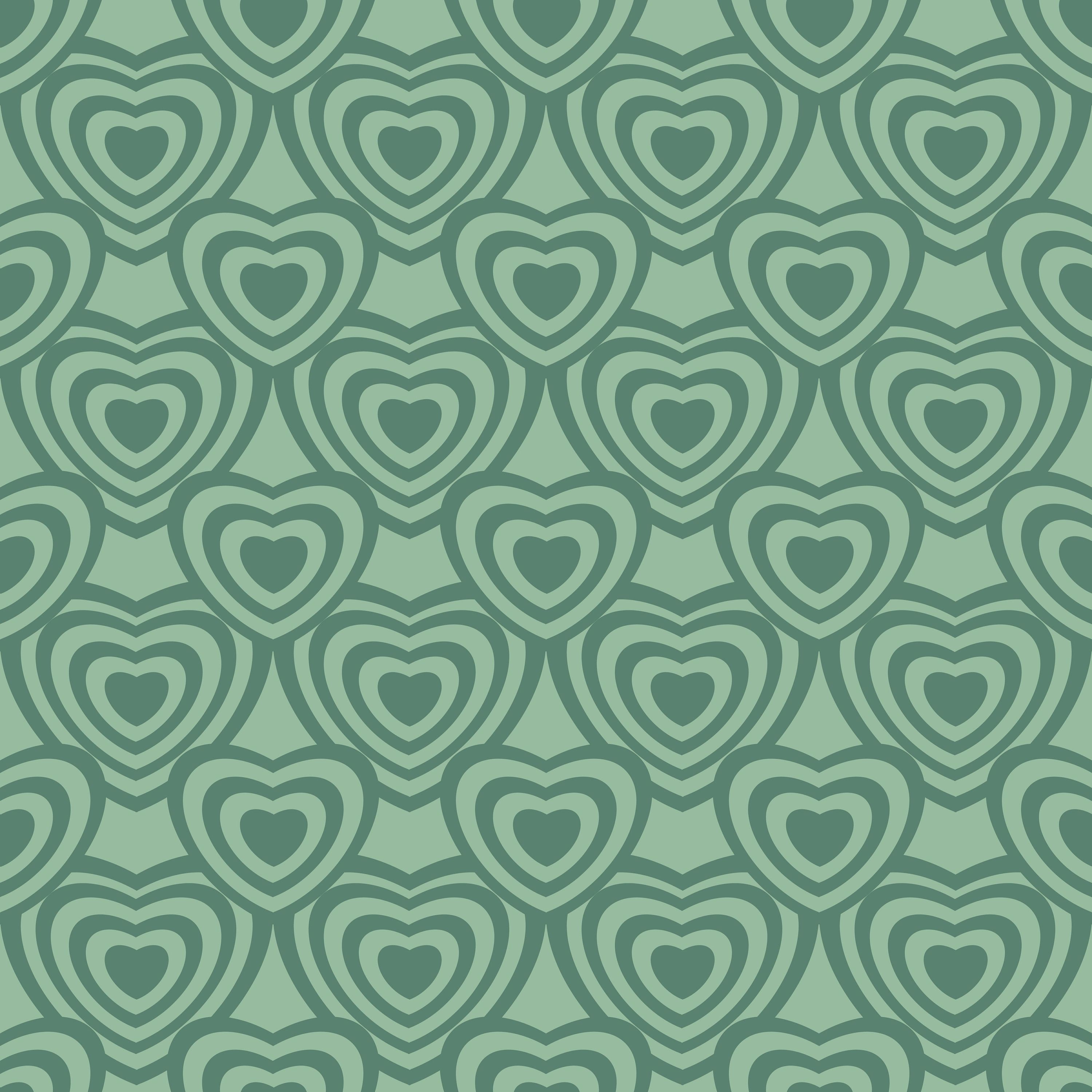 A green seamless pattern with hearts - Y2K