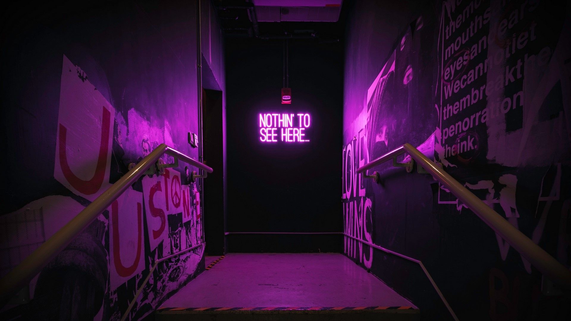 Wallpaper / neon, dark, indoors, purple, neon sign free download