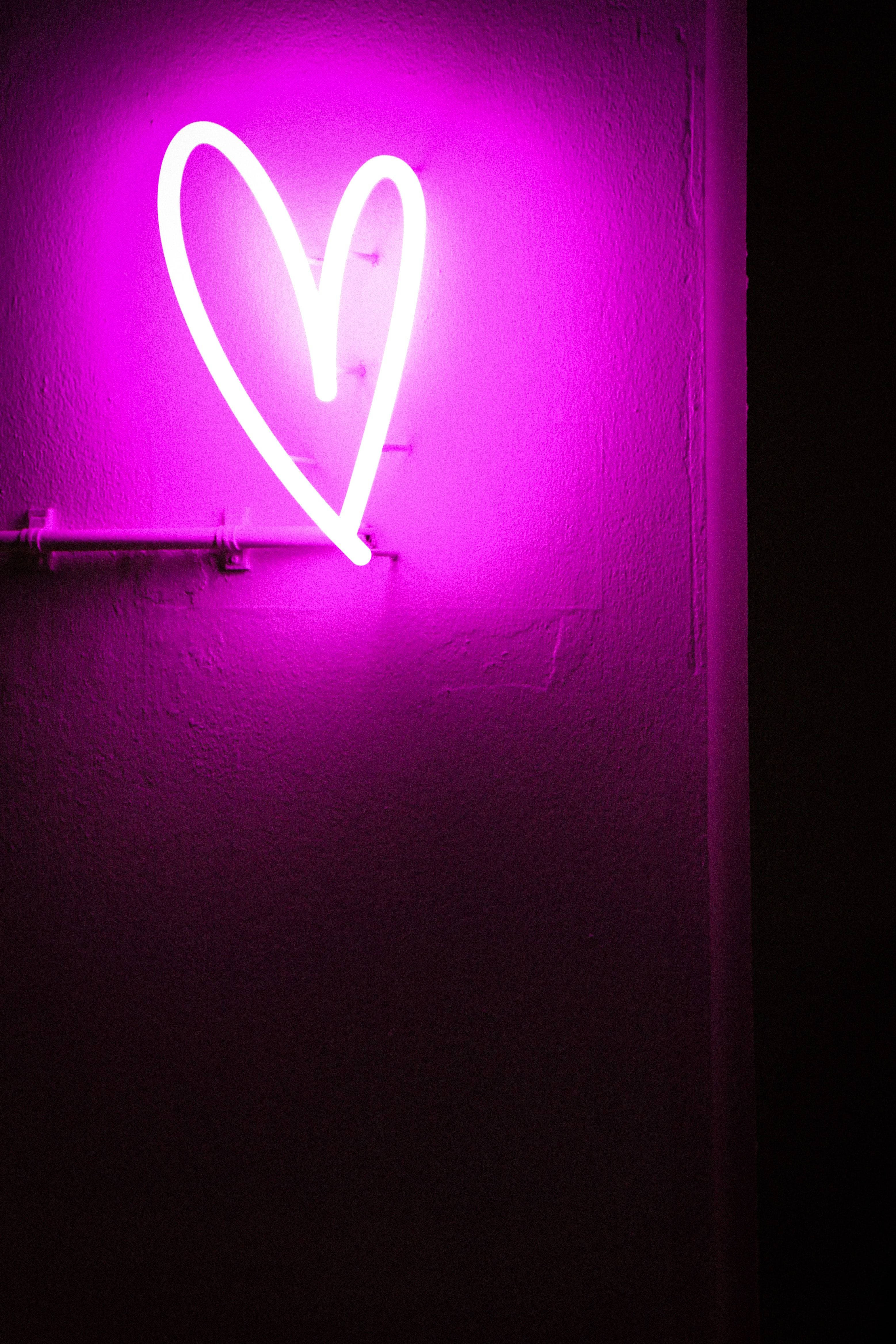 Download Heart Aesthetic Purple Neon Light Wallpaper