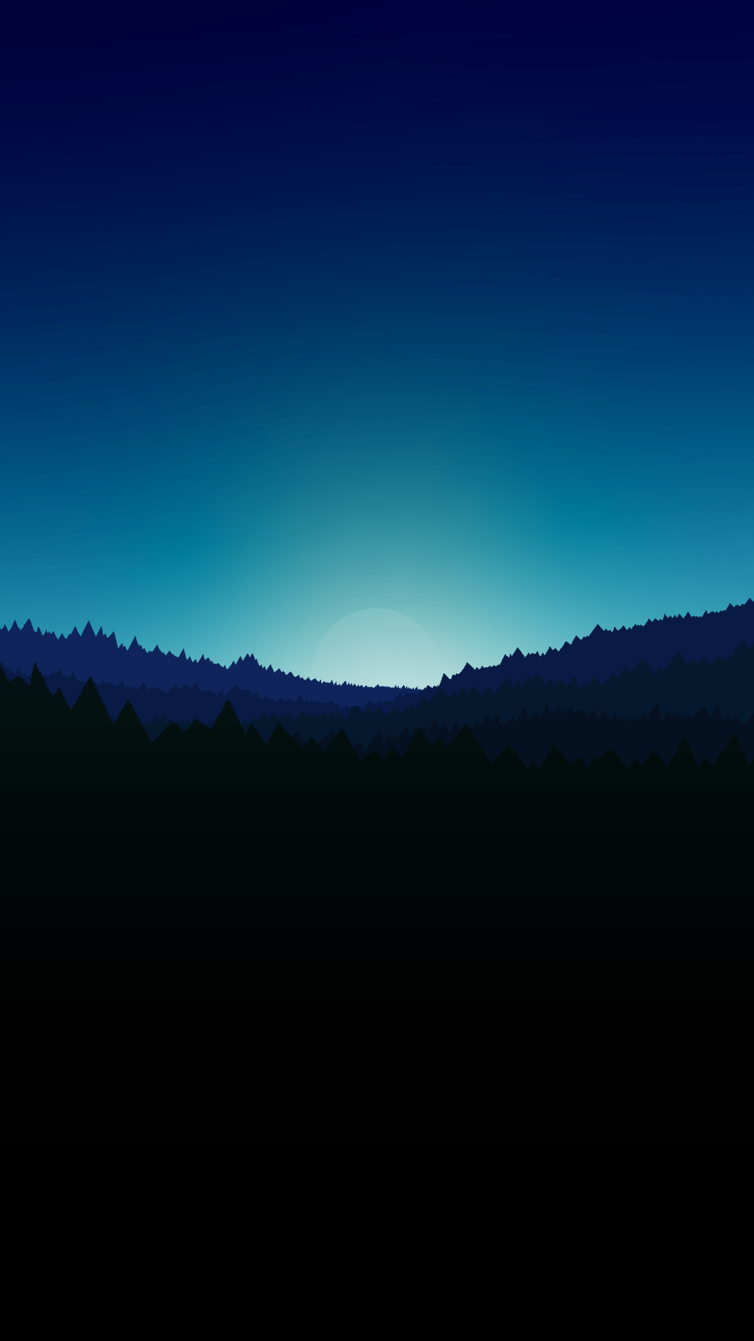 A dark blue and black image of a mountain range at night - Minimalist