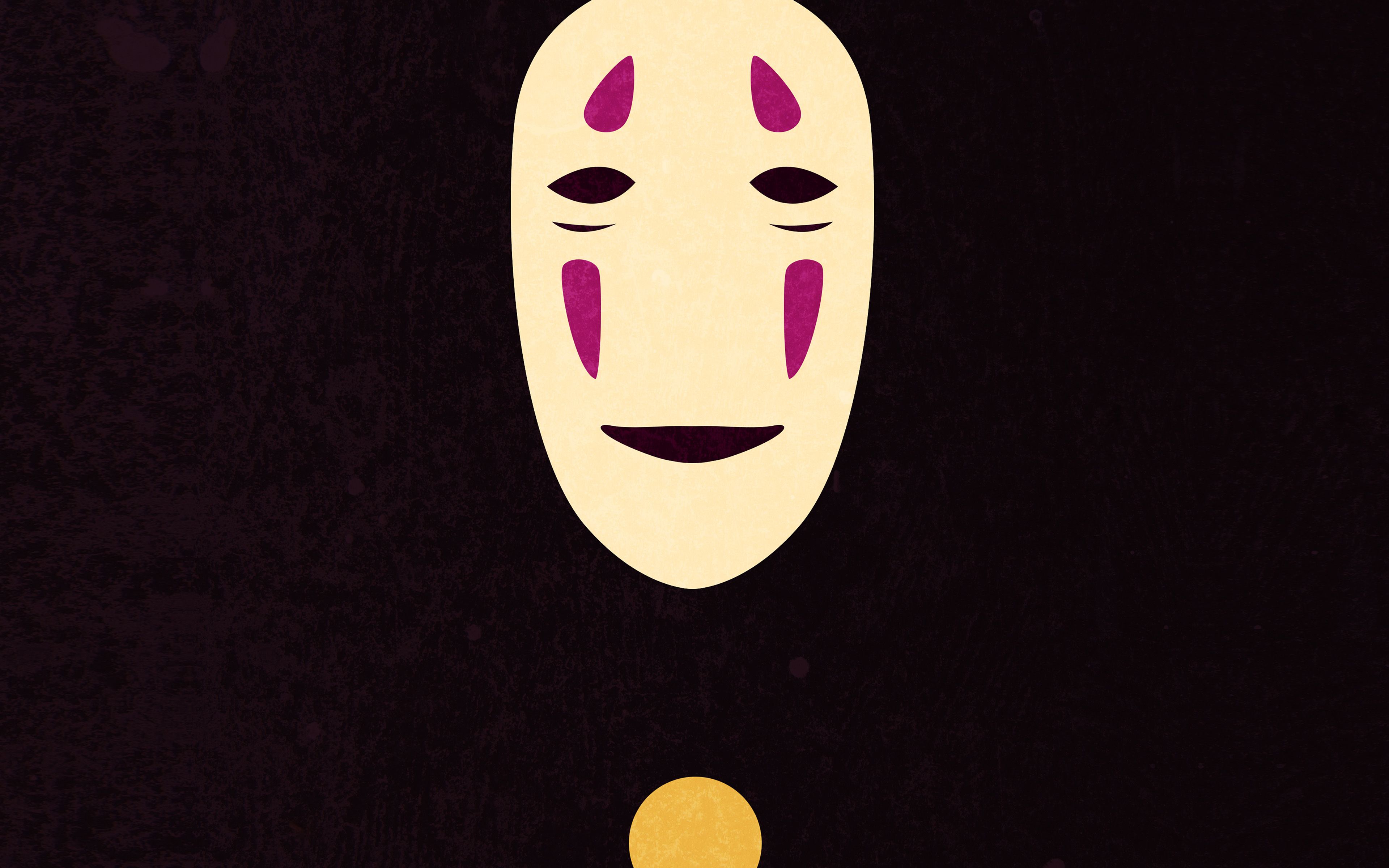 A mask with a smiley face and two dots for eyes, on a black background. - Ghost