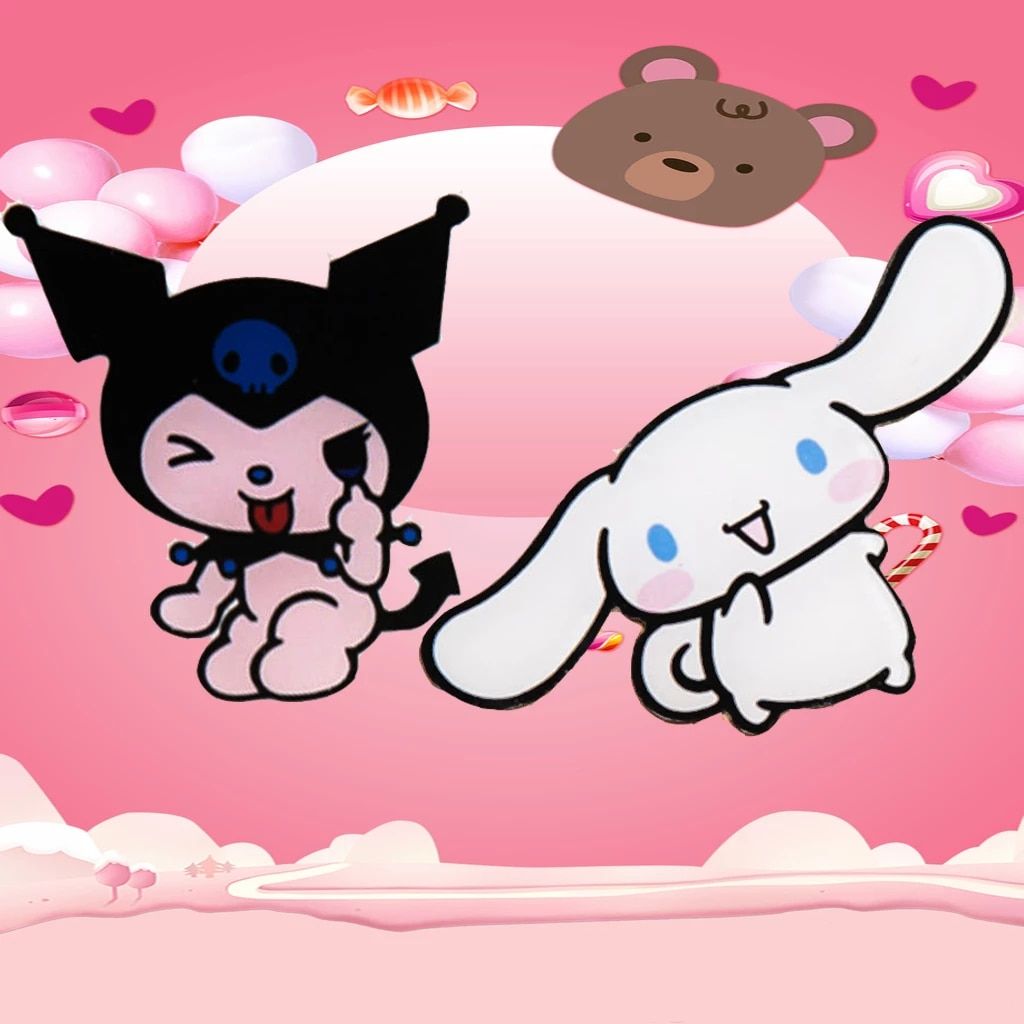 A cartoon of two cute animals in the sky - Kuromi