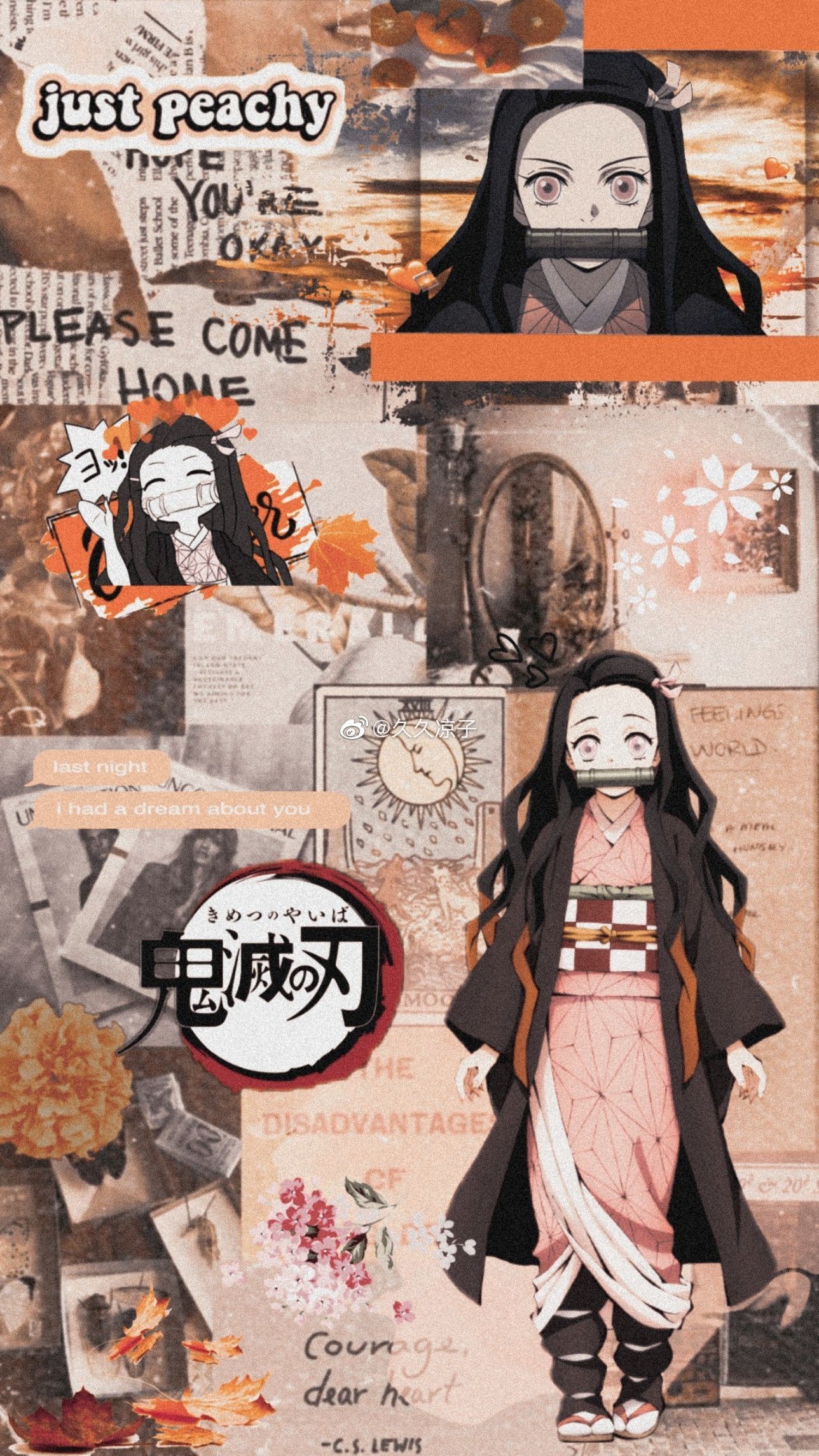 A collage of images with anime characters - Nezuko