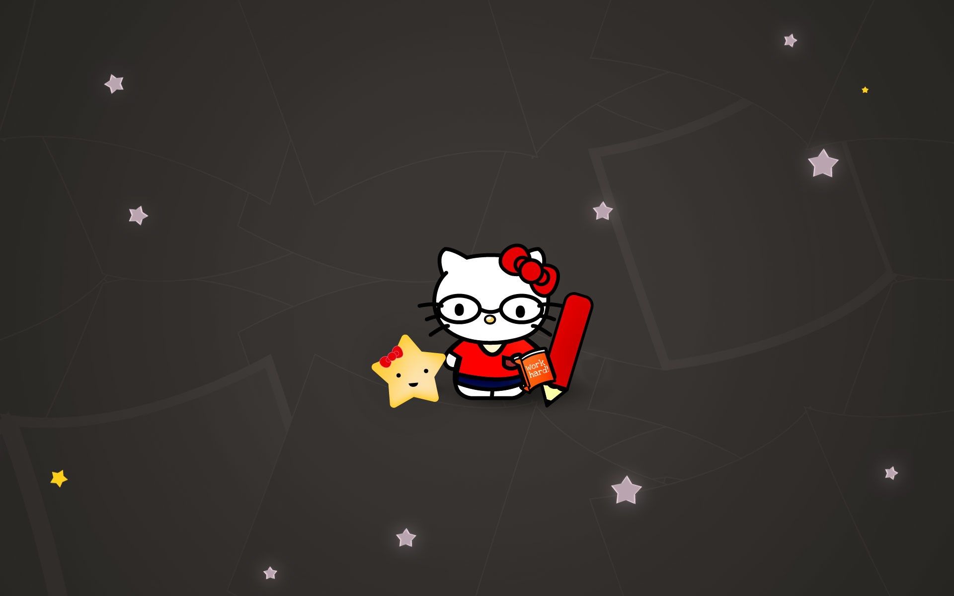 A hello kitty character is shown with stars in the background - Sanrio