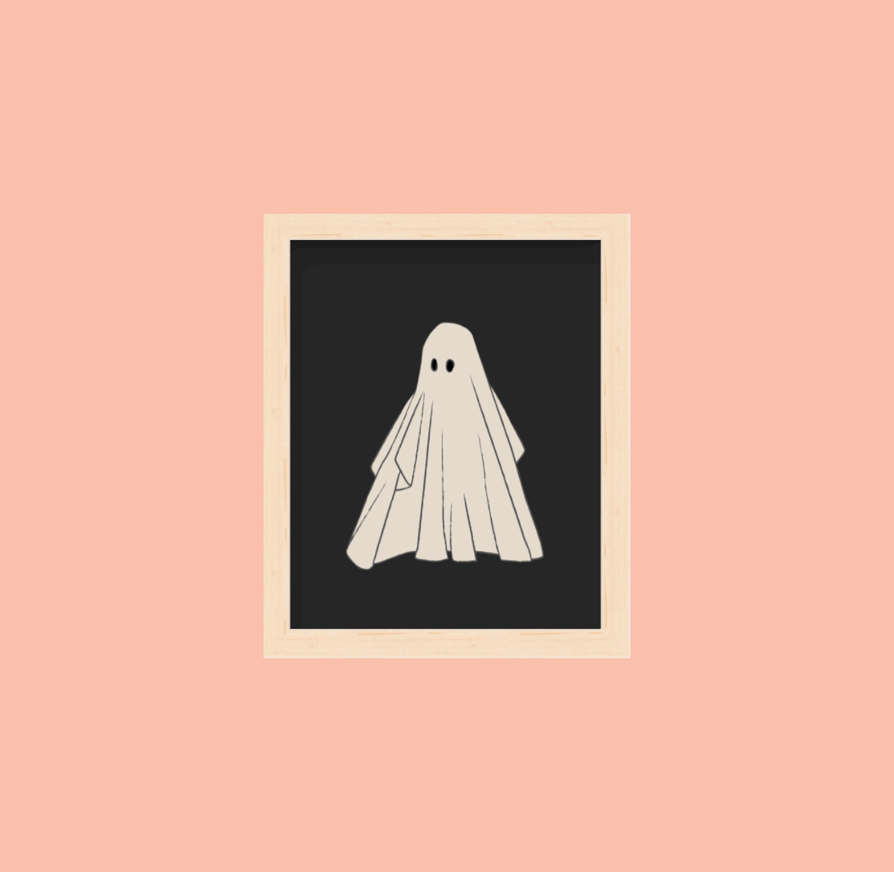 A white ghost on a black background in a white frame - Ghost