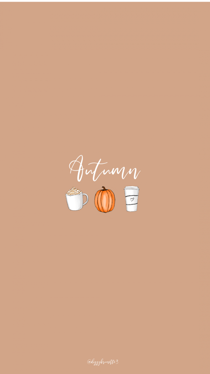 Autumn wallpaper, fall phone background, pumpkin spice latte, coffee, cute phone background, free phone wallpaper - October