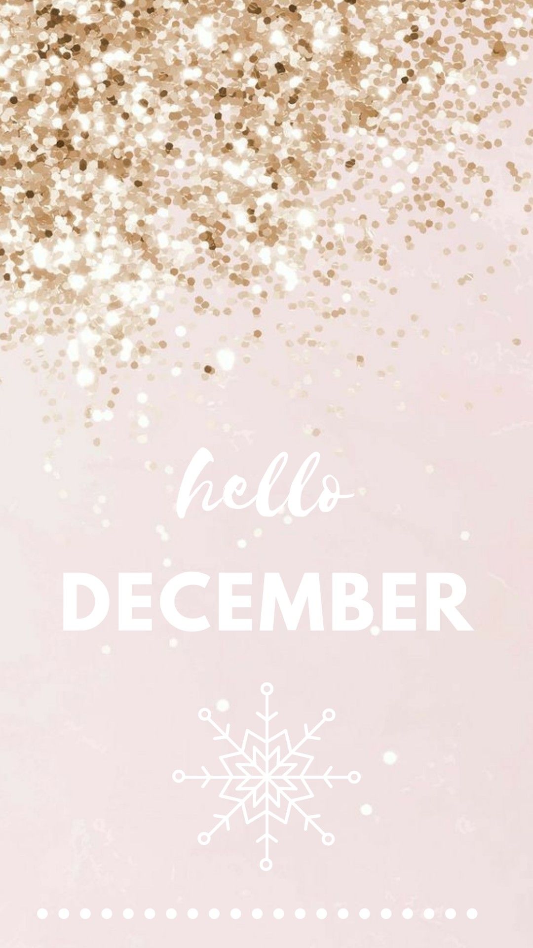 The text hello december with gold glitter - December
