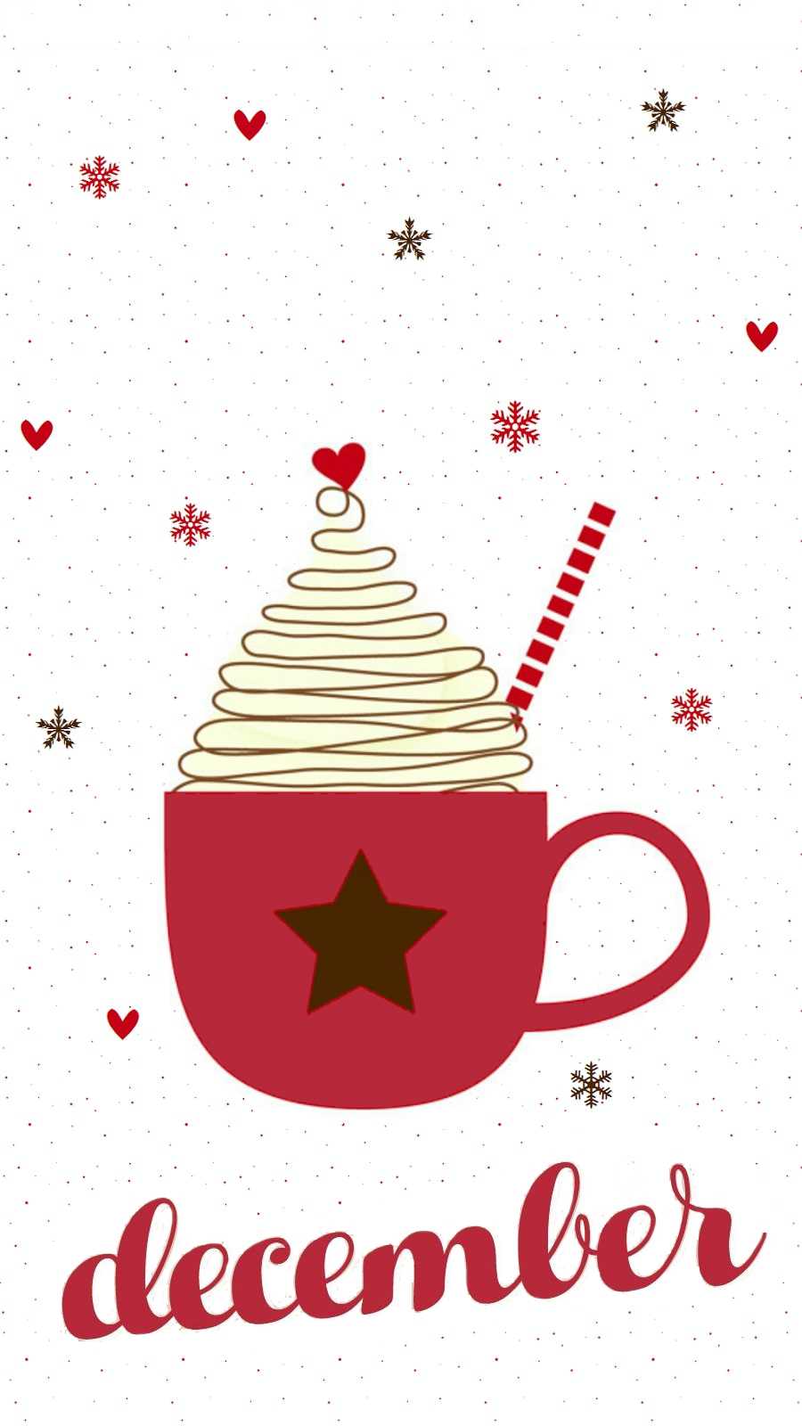 A cup of coffee with the words december on it - December
