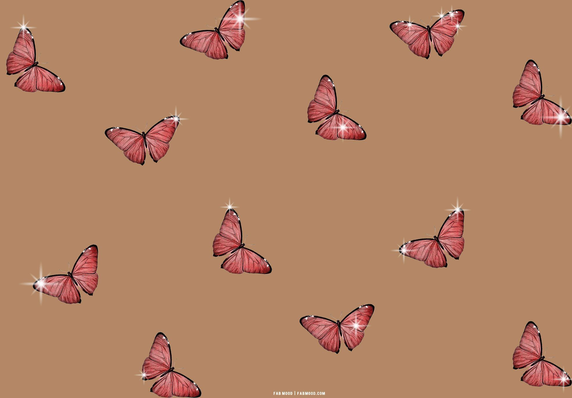 Brown Aesthetic Wallpaper for Laptop : Sparkle Butterfly Aesthetic Background