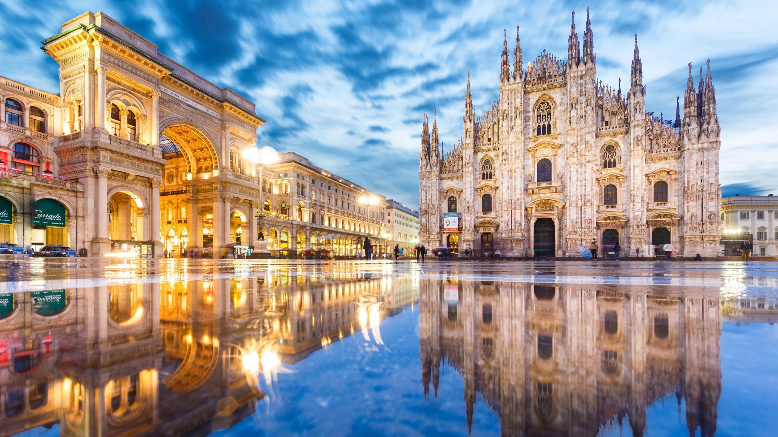 Wallpaper Italy, Arch, Puddle, Lombardy, Milan, Europe