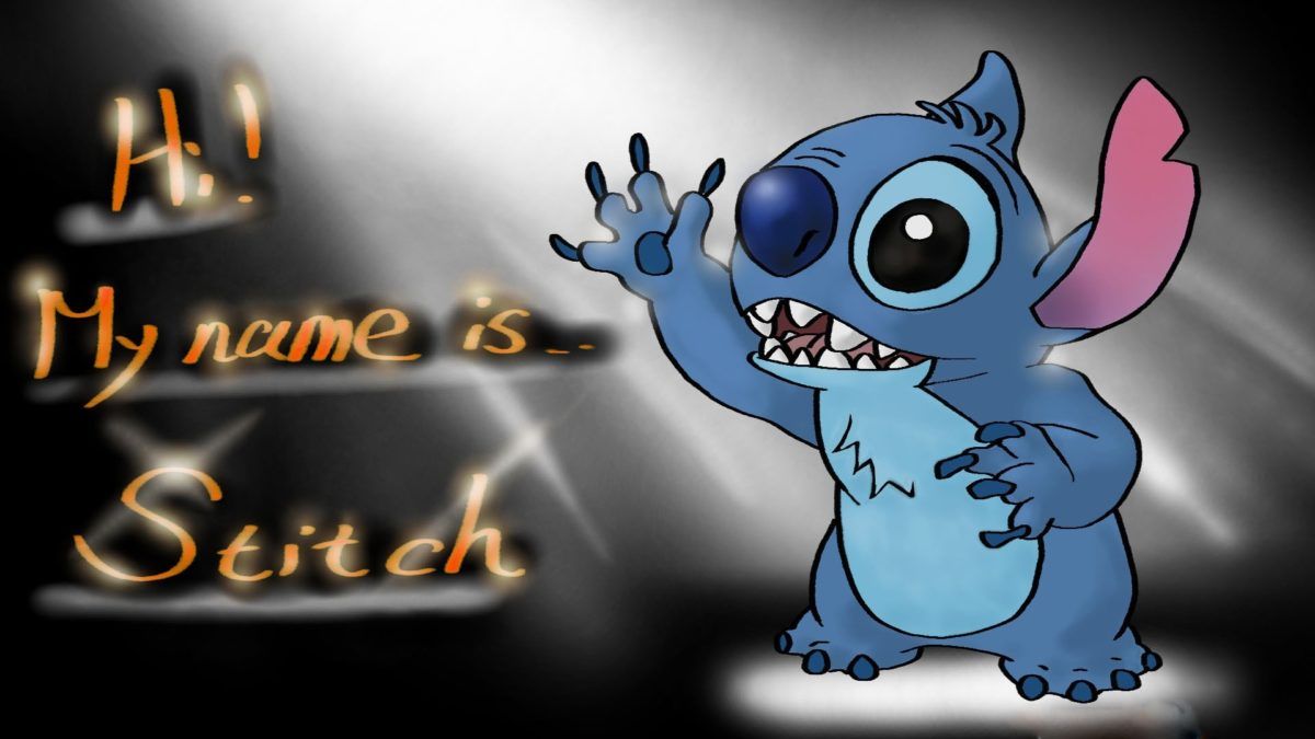 A stitch character with the words hi my name is setch - Stitch, Chromebook