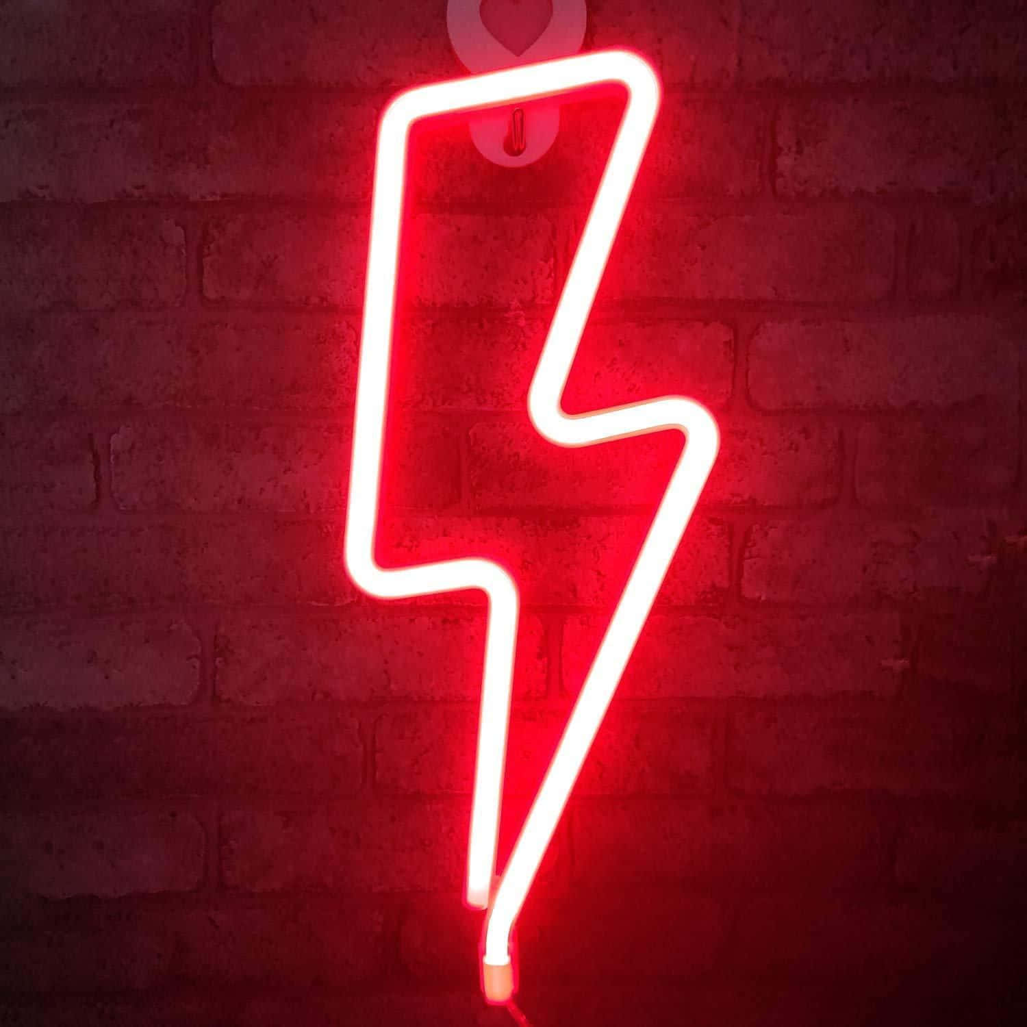 A neon light with the word 'lightning' on it - 