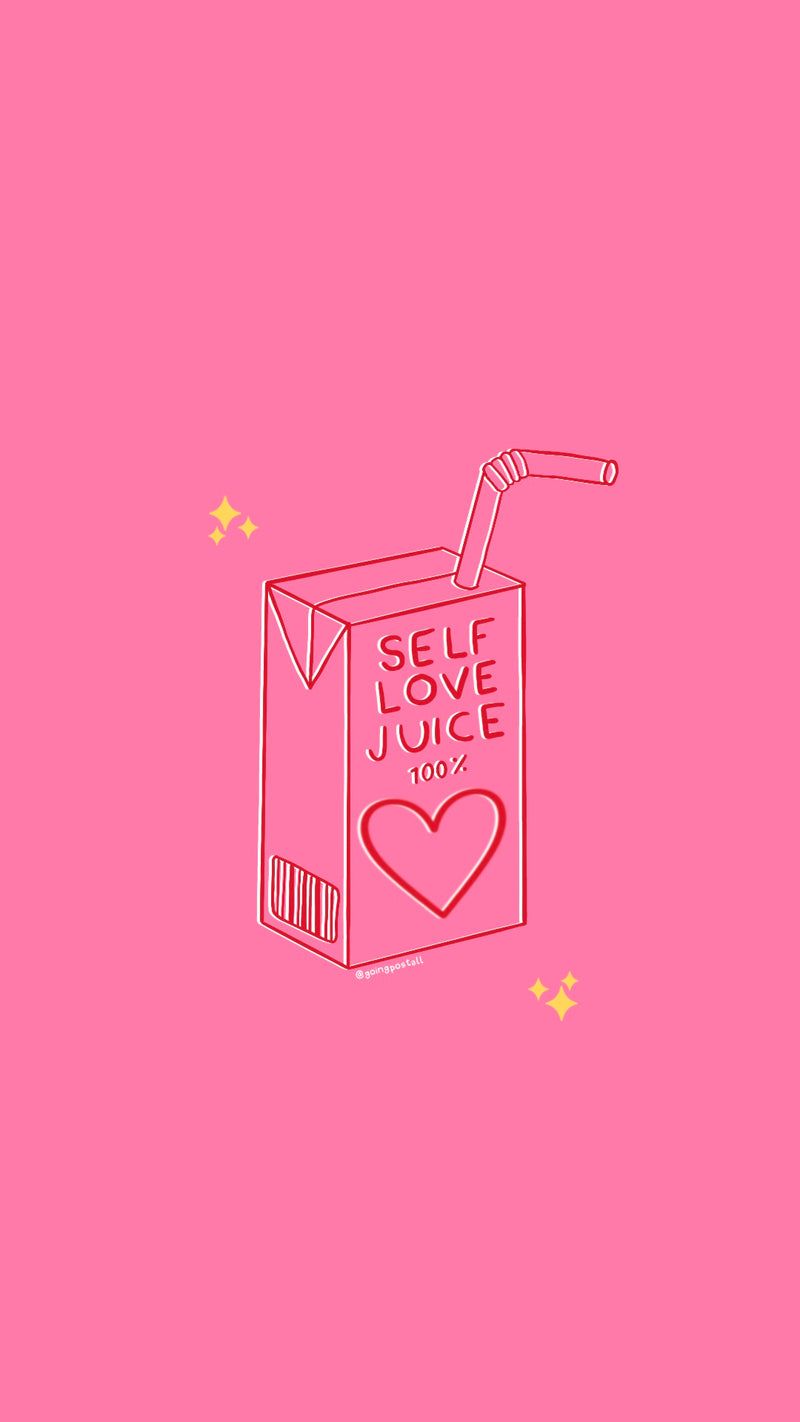 A pink juice box with a heart on it and the words 