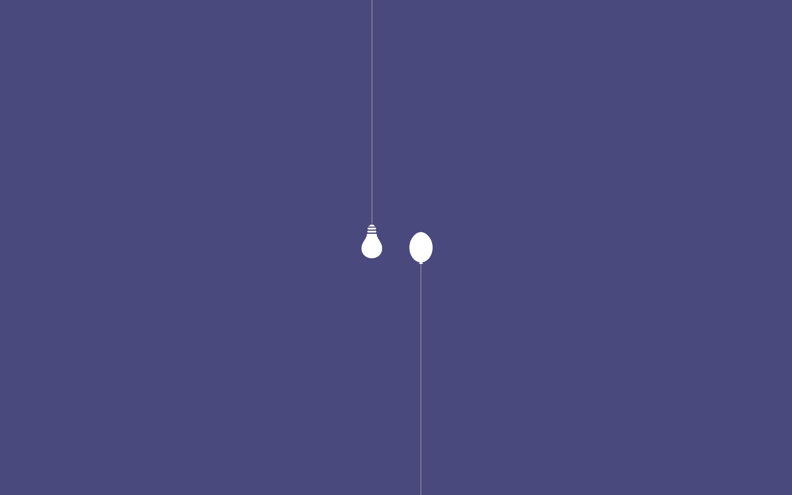 Minimalistic illustration of a light bulb on a purple background - 2560x1600