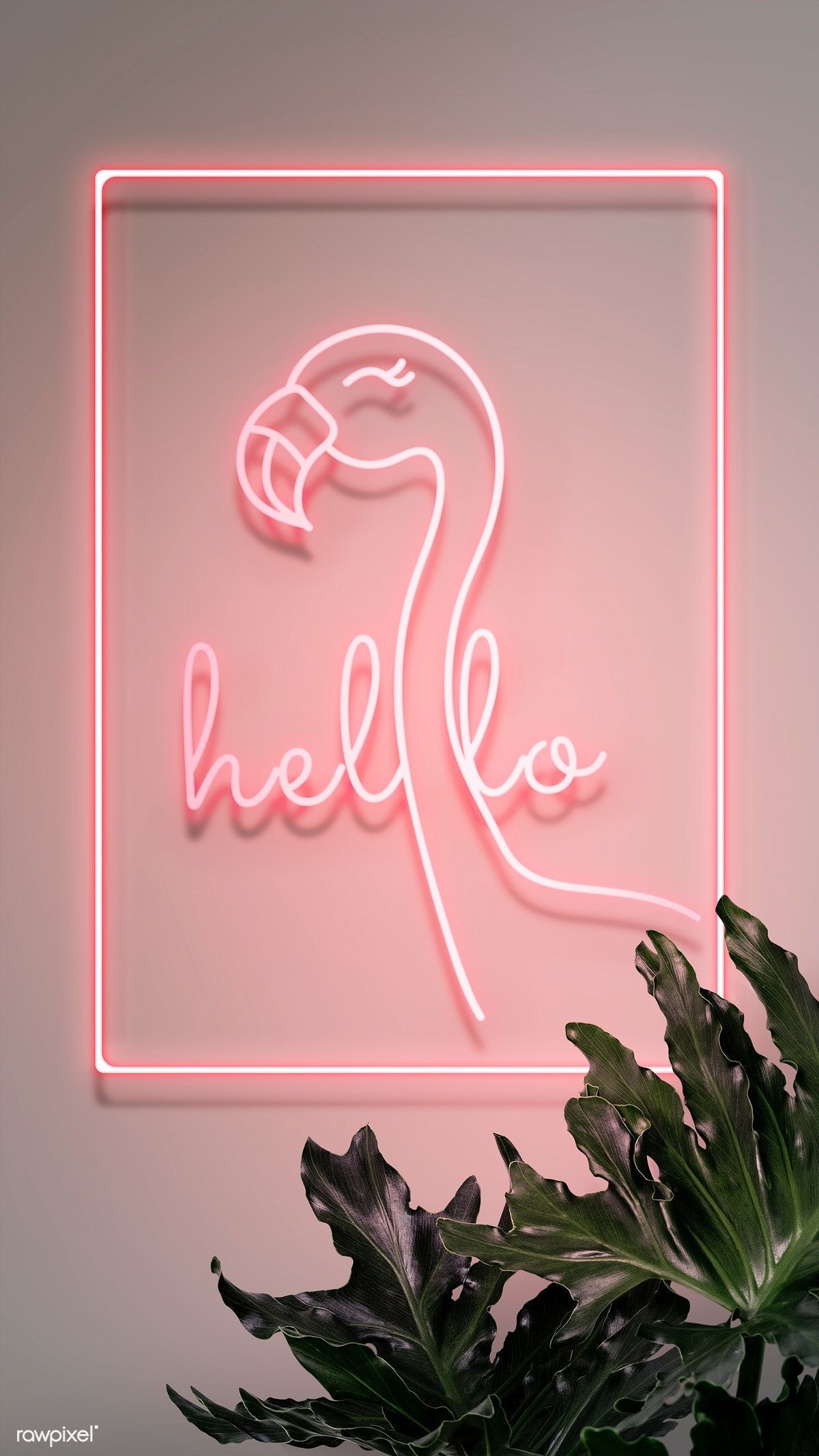 Neon red hello with a flamingo in a frame. free image / nam. Pink wallpaper iphone, Flamingo wallpaper, Neon wallpaper