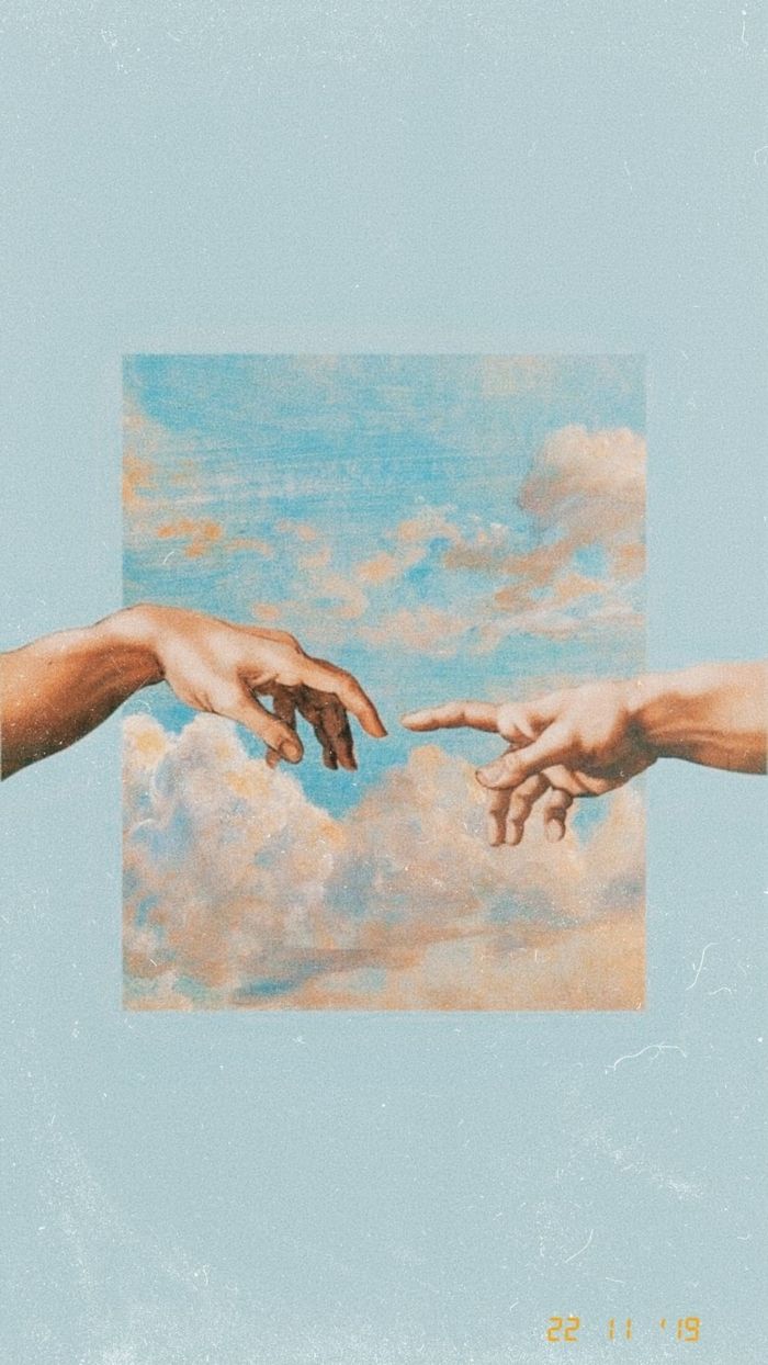 The cover of a painting with two hands reaching out - Teal