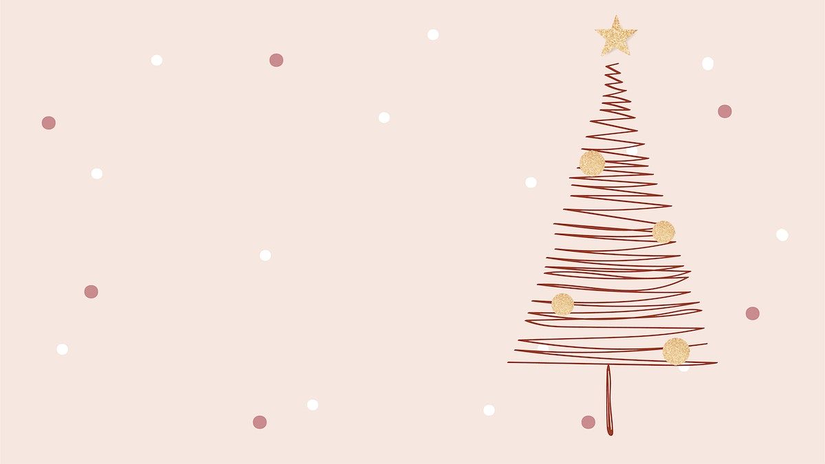 Pink Christmas desktop wallpaper, aesthetic. Free Vector Illustration