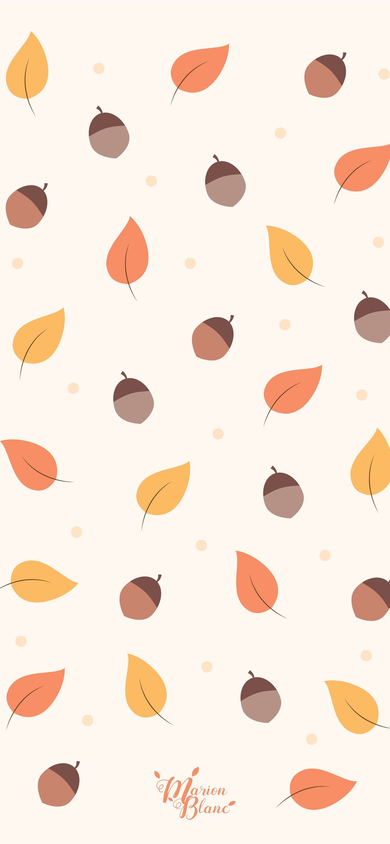 A leaf pattern with acorns and nuts - Fall iPhone