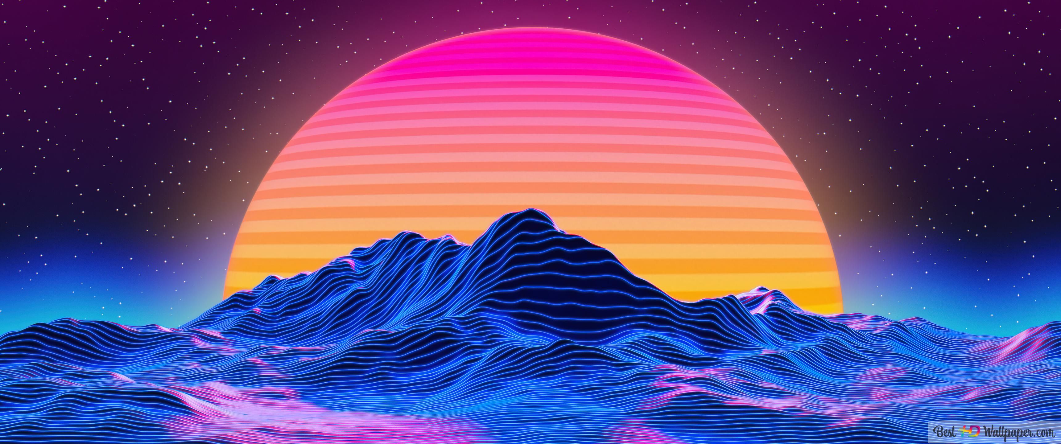 Sunset Synthwave Retrowave 4K wallpaper download