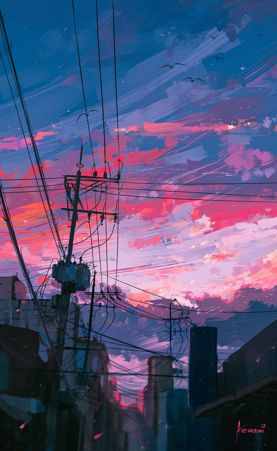 Aesthetic Anime Sunset Wallpaper